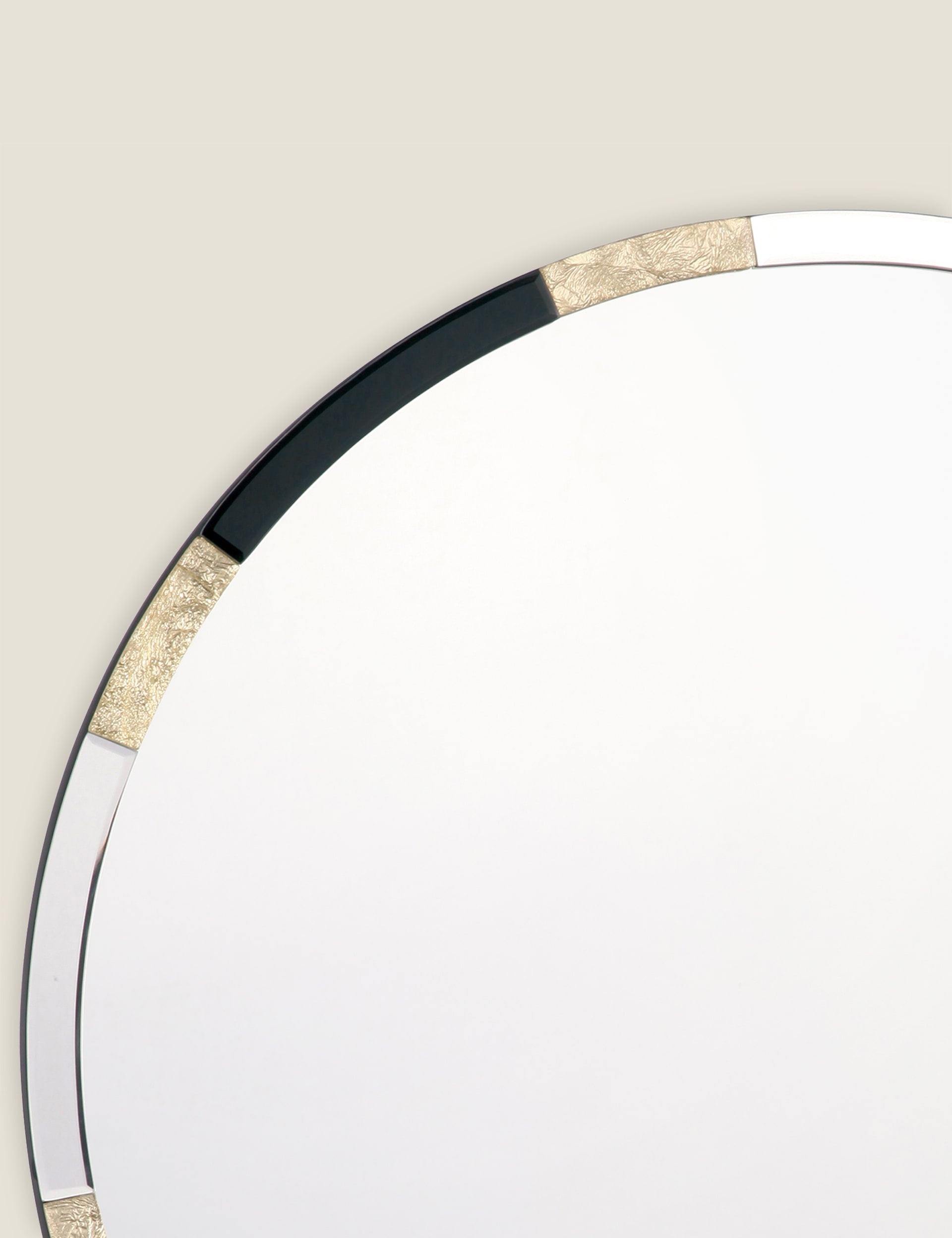 Gadany round wall mirror with gold black frame 80 cm, imported from the UK