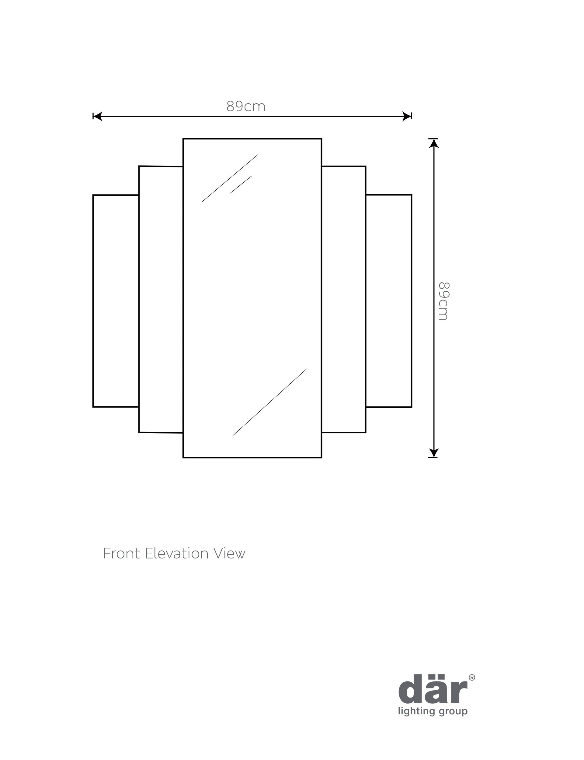 Odeon rectangular wall mirror Art Deco design 89cm x 2cm, imported from the UK
