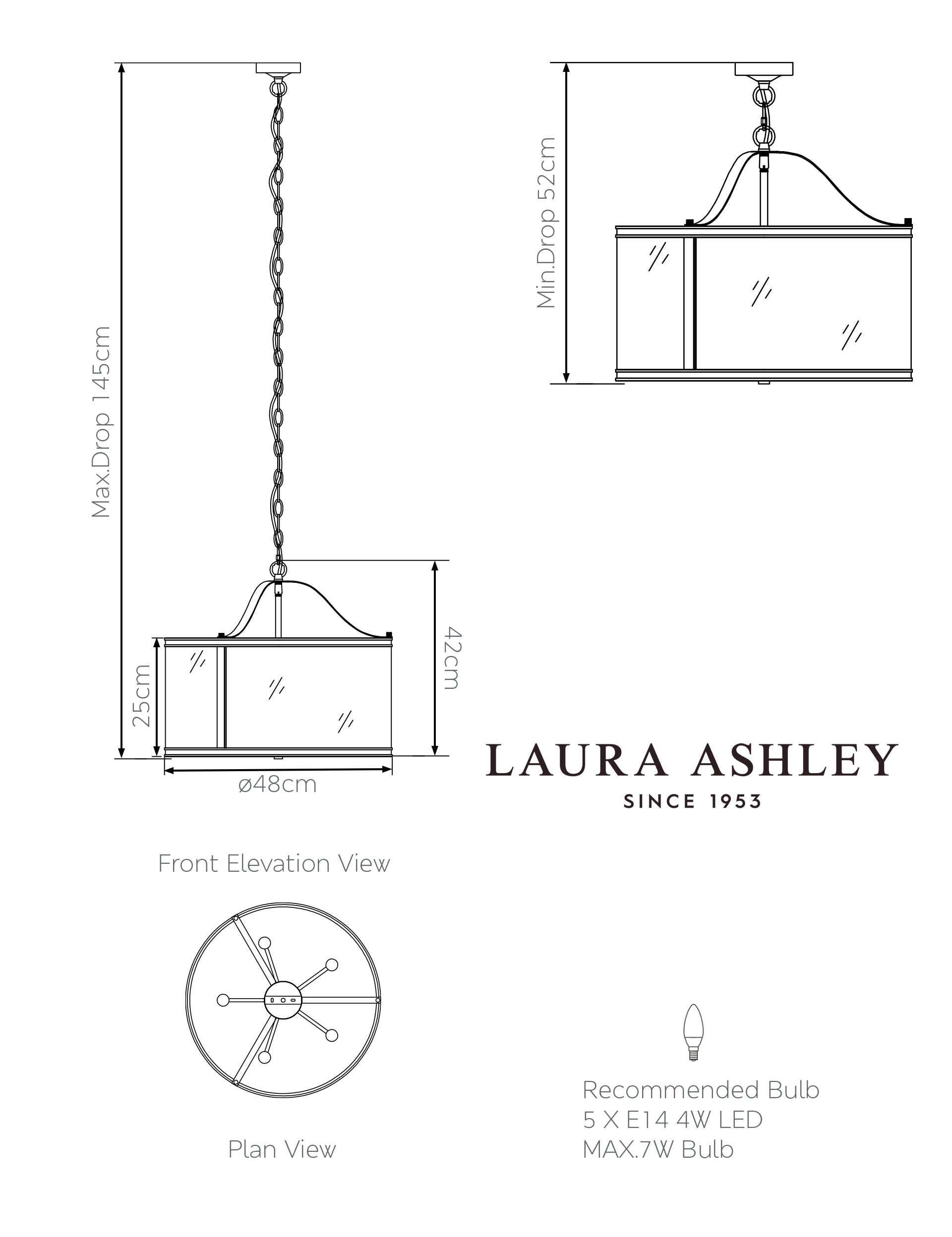 Laura Ashley Harrington metal multi pendant light (British brand)