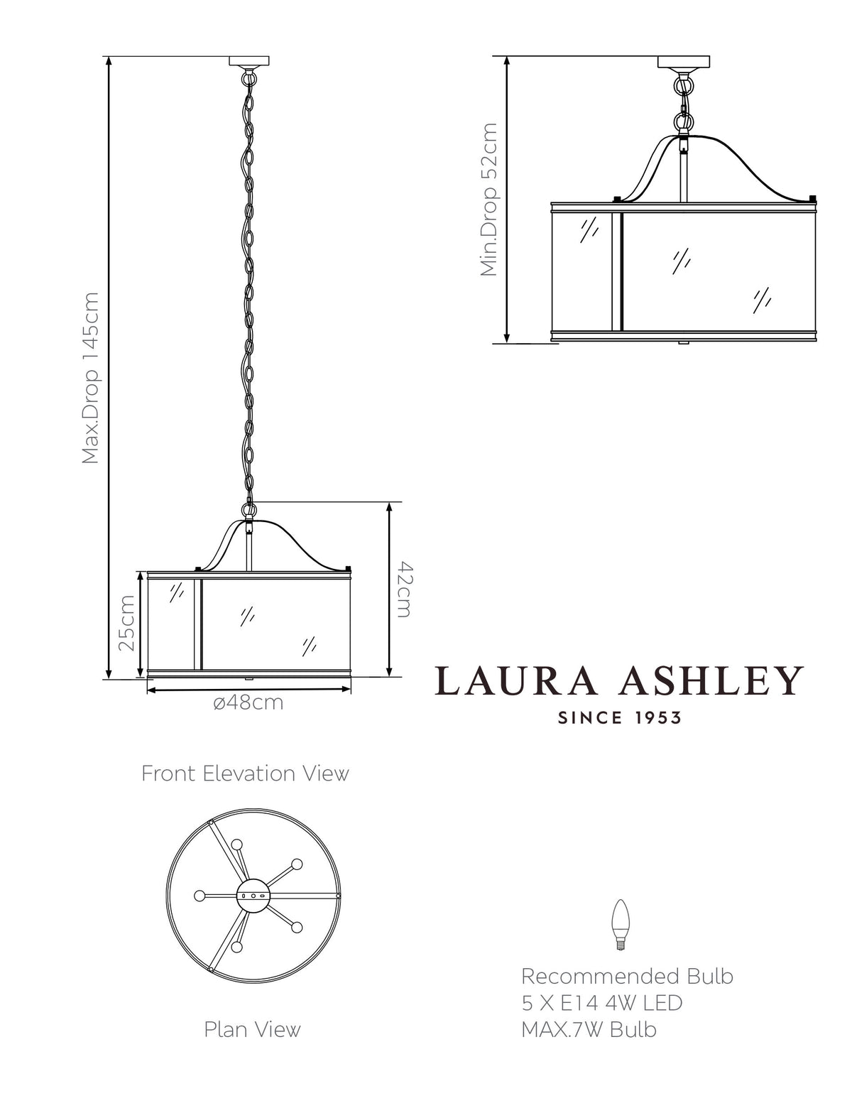 Laura Ashley Harrington metal multi pendant light (British brand)