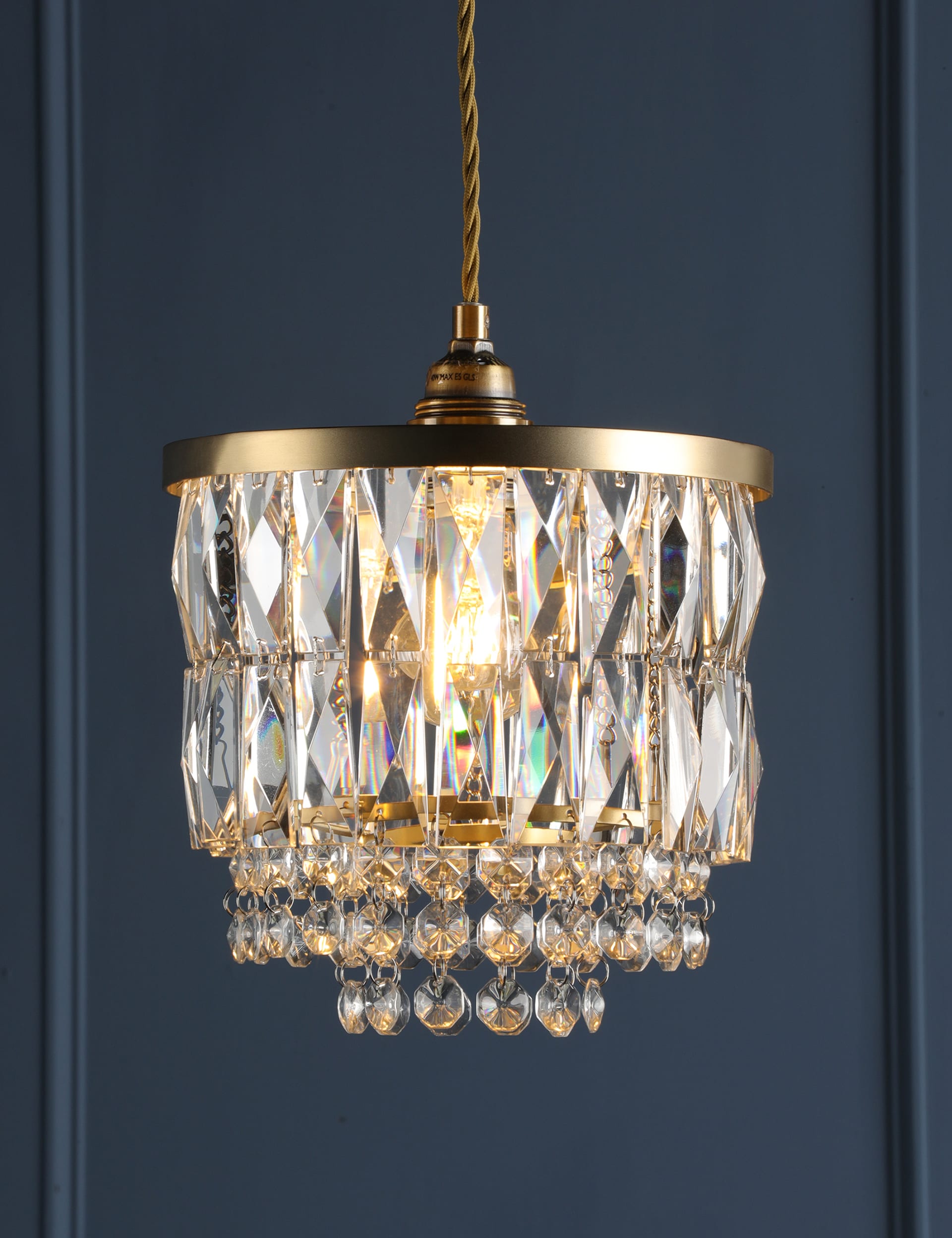 Laura Ashley Rhosill faceted glass pendant light, imported from the UK