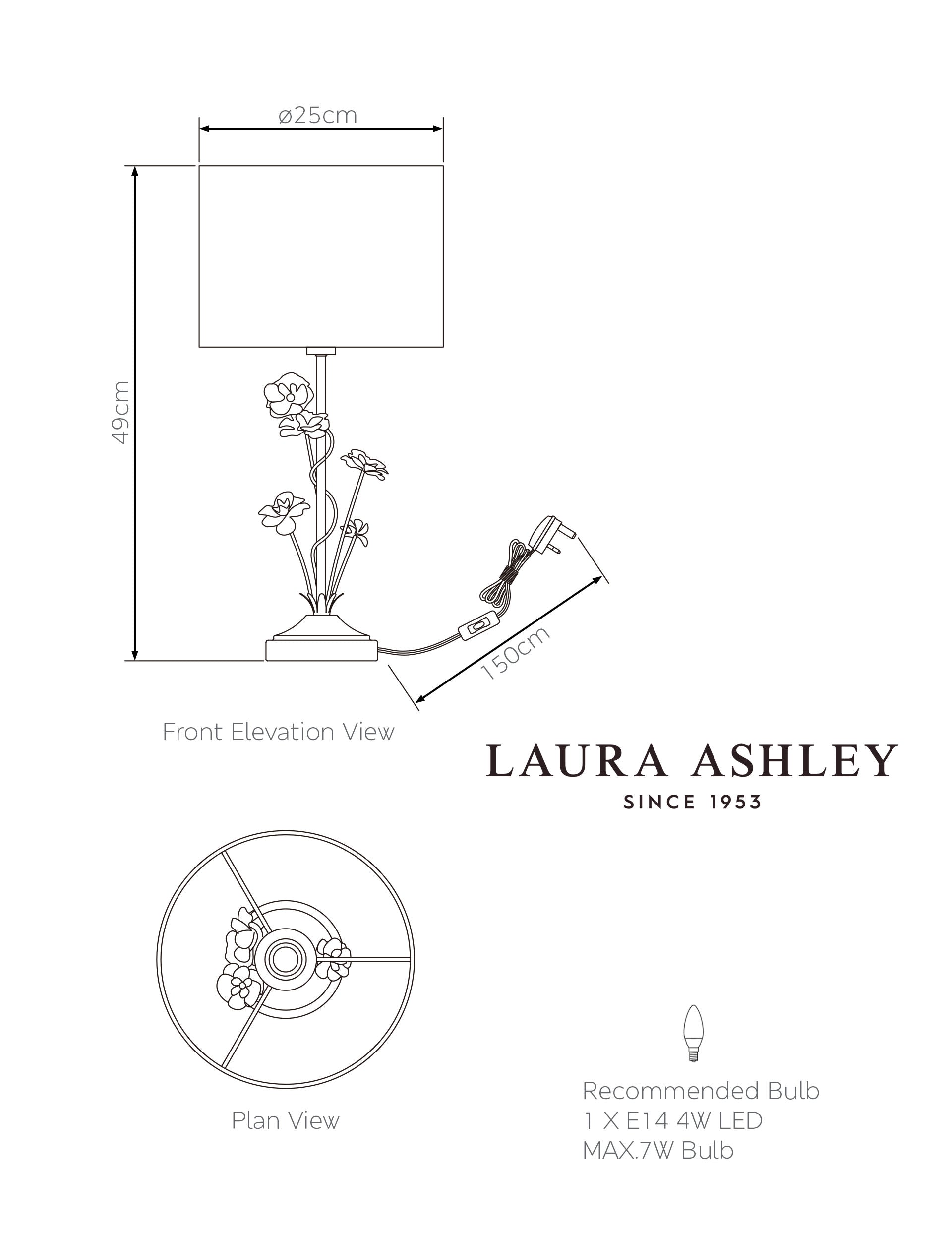 Laura Ashley Lyndale decorative metal table lamp, UK version