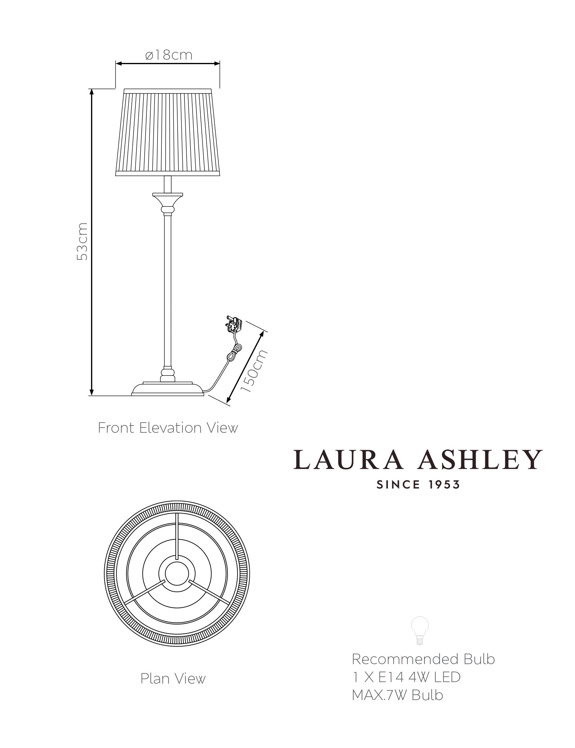 Laura Ashley Hemsley Metal table lamp, imported from the UK