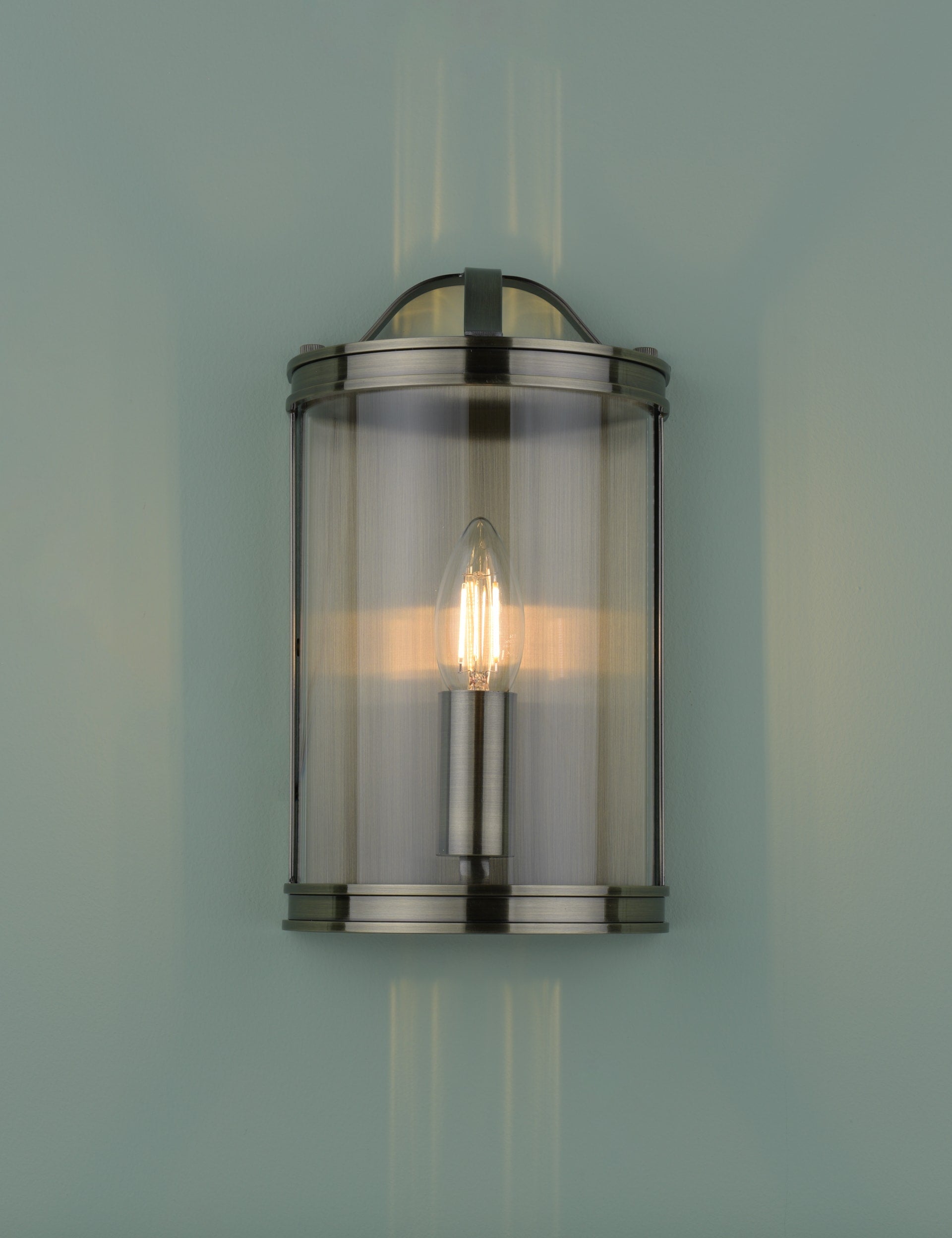 Laura Ashley flush wall light antique brass lantern design, UK version