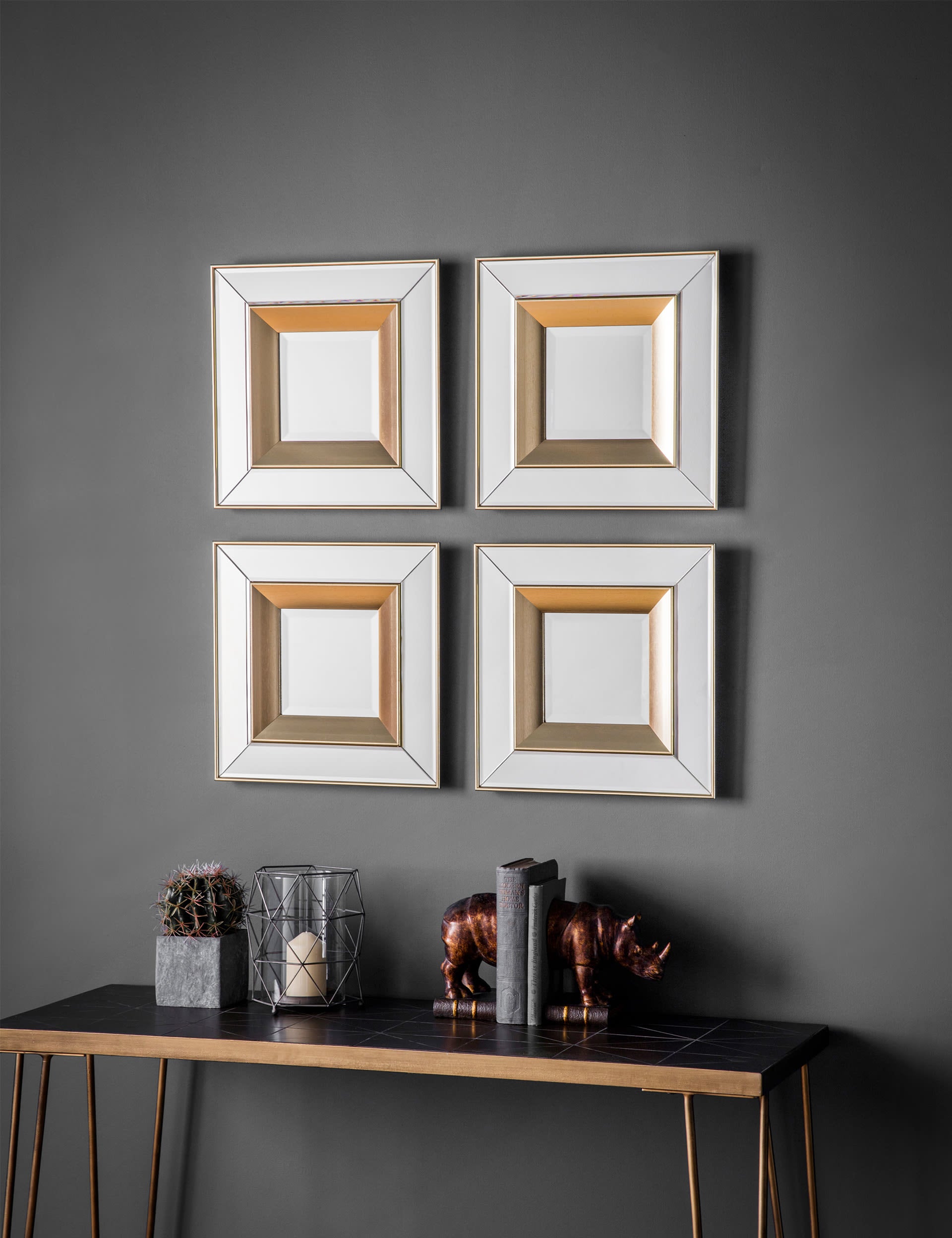 Gallery Direct Phantom square wall mirrors 36cm set of 4, imported from the UK