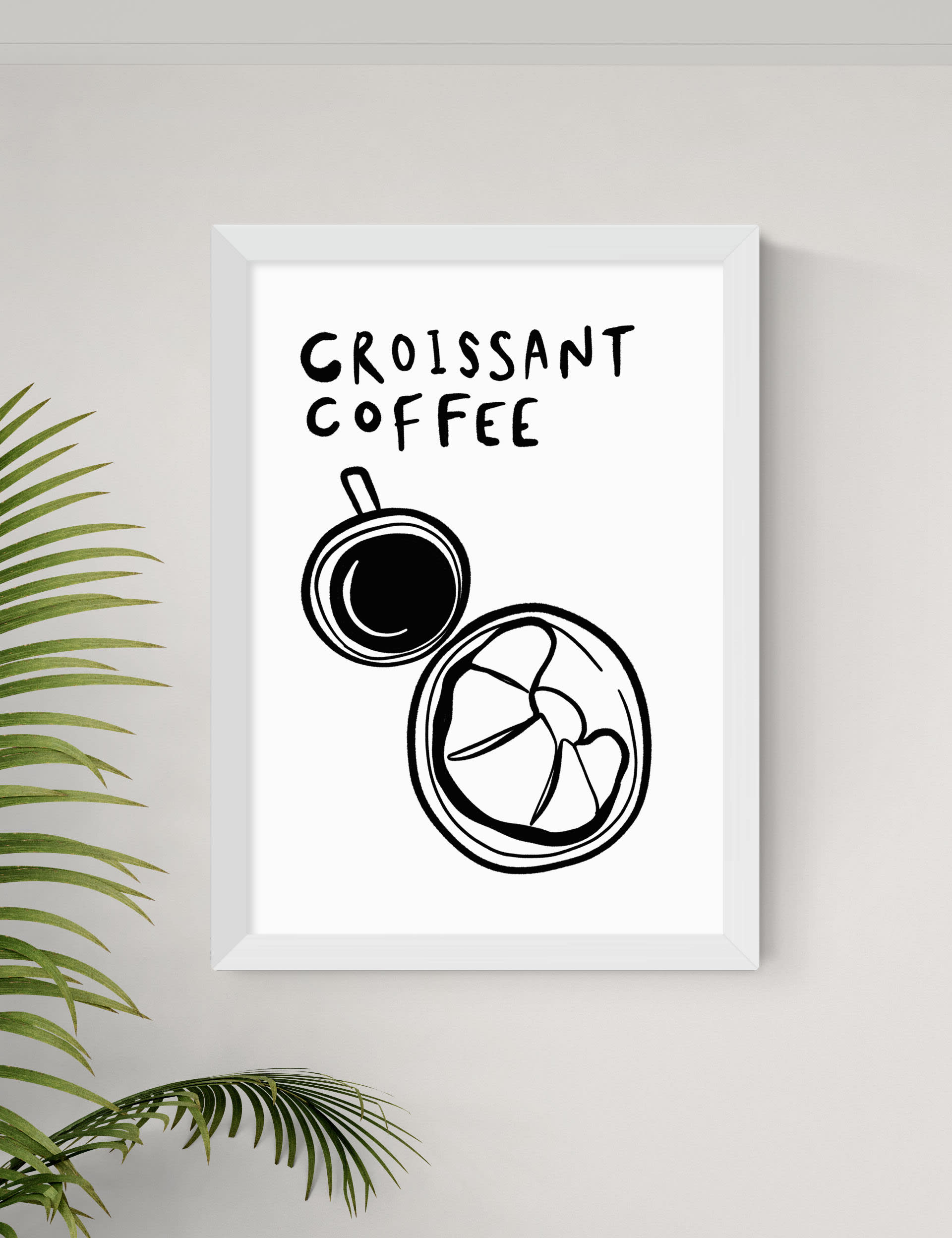 East End Prints croissant coffee framed art - British product