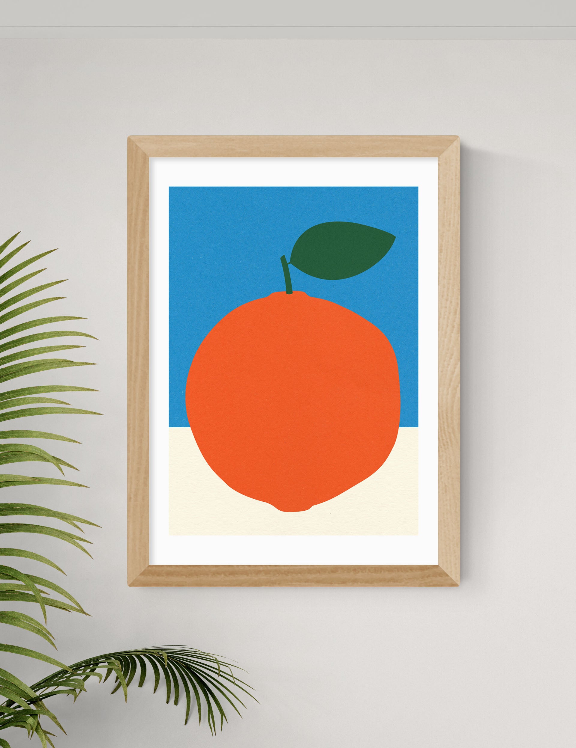 East End Prints orange and blue framed art, imported from the UK