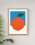 East End Prints orange and blue framed art, imported from the UK
