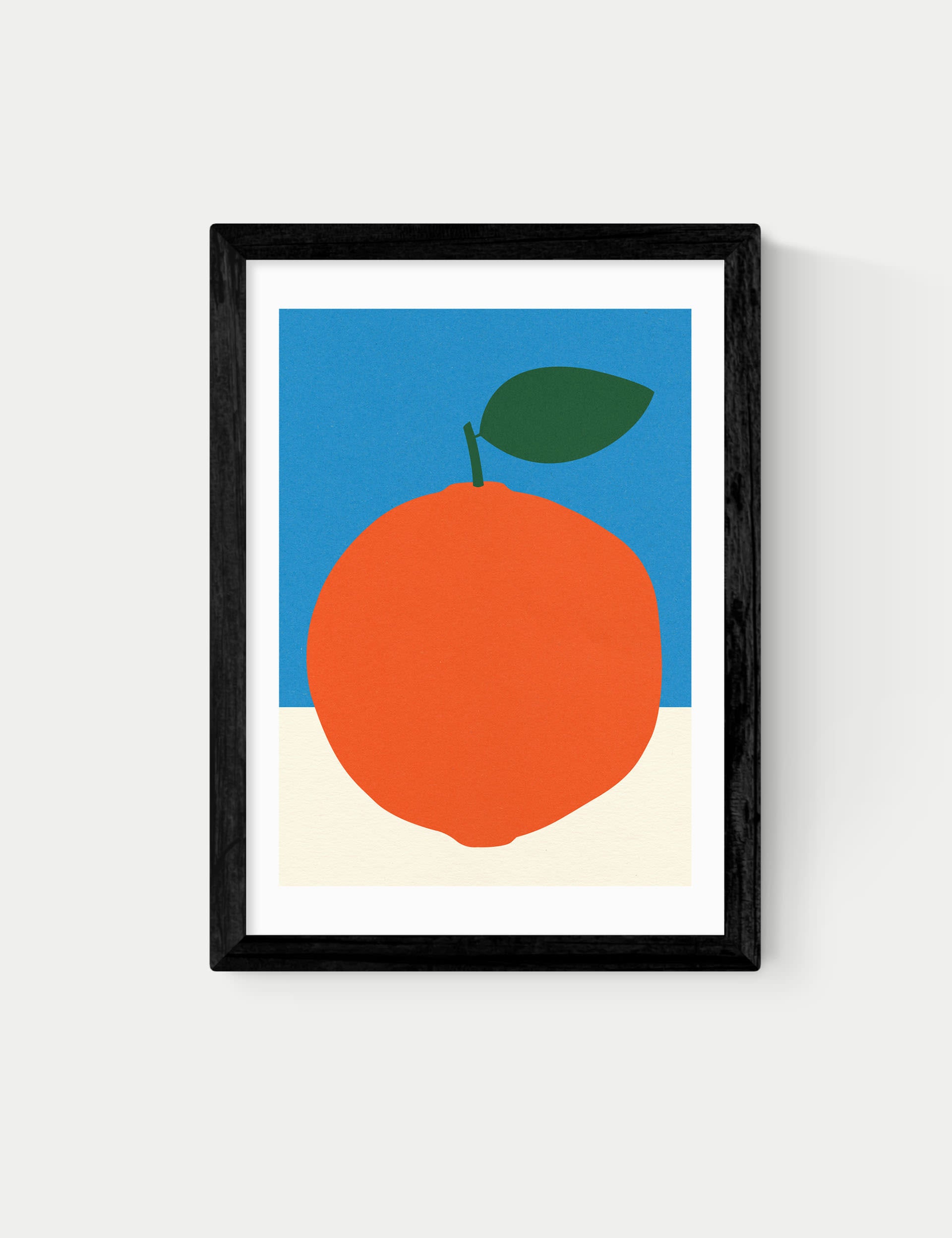 East End Prints orange and blue framed art, imported from the UK
