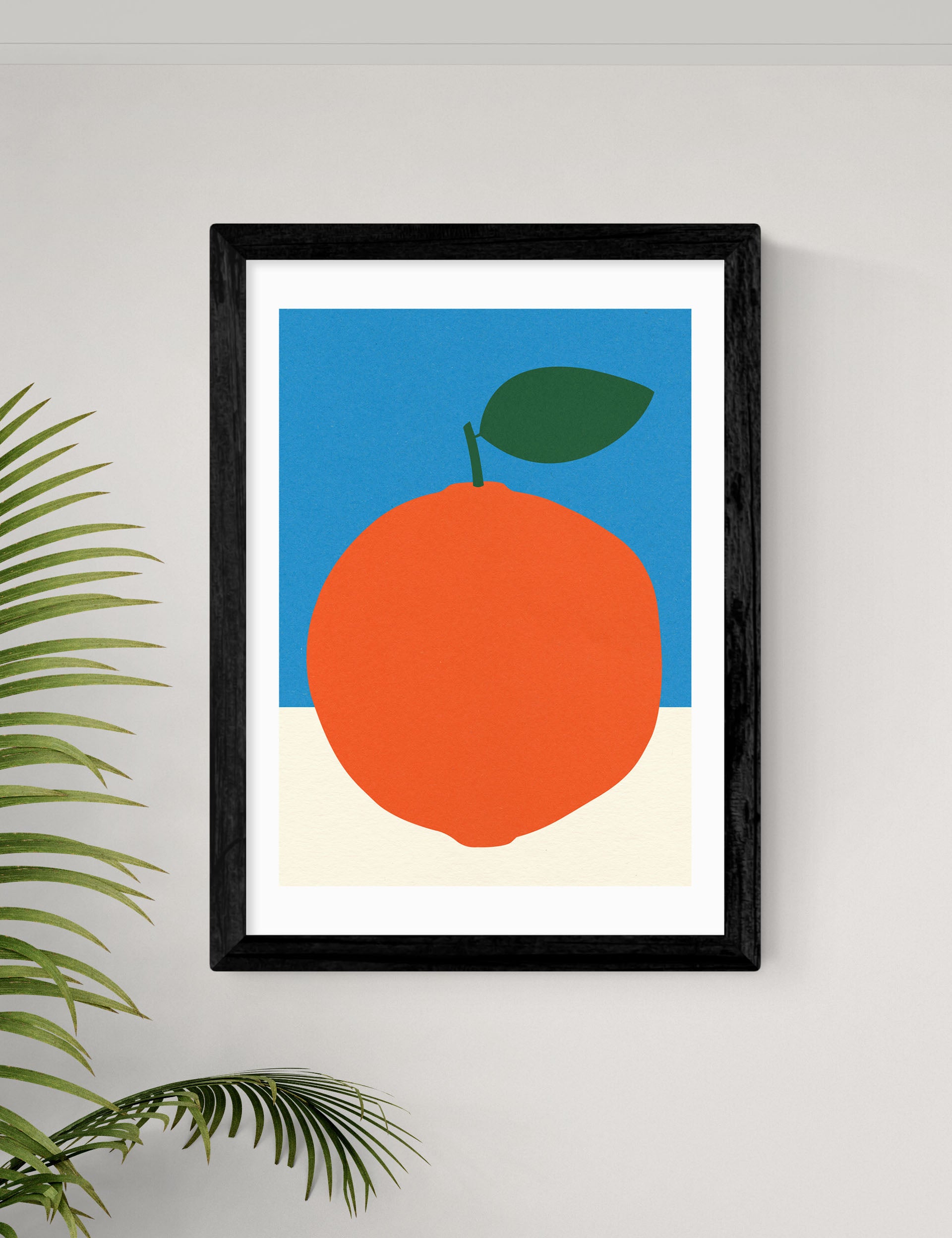 East End Prints orange and blue framed art, imported from the UK