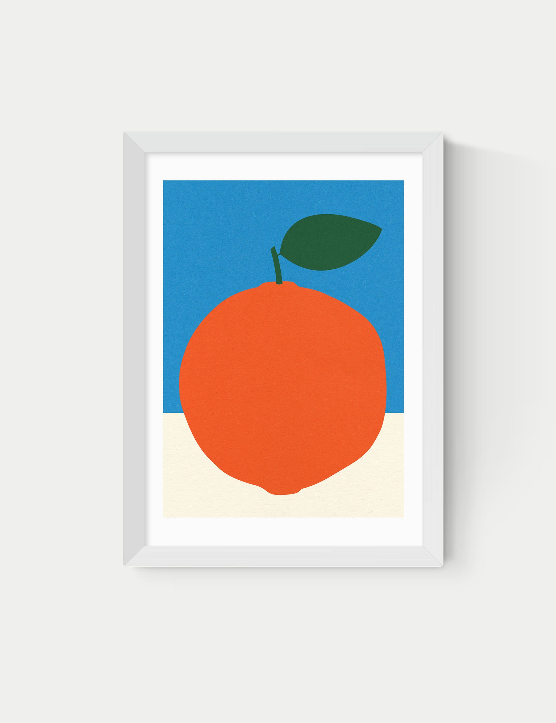 East End Prints orange and blue framed art, imported from the UK