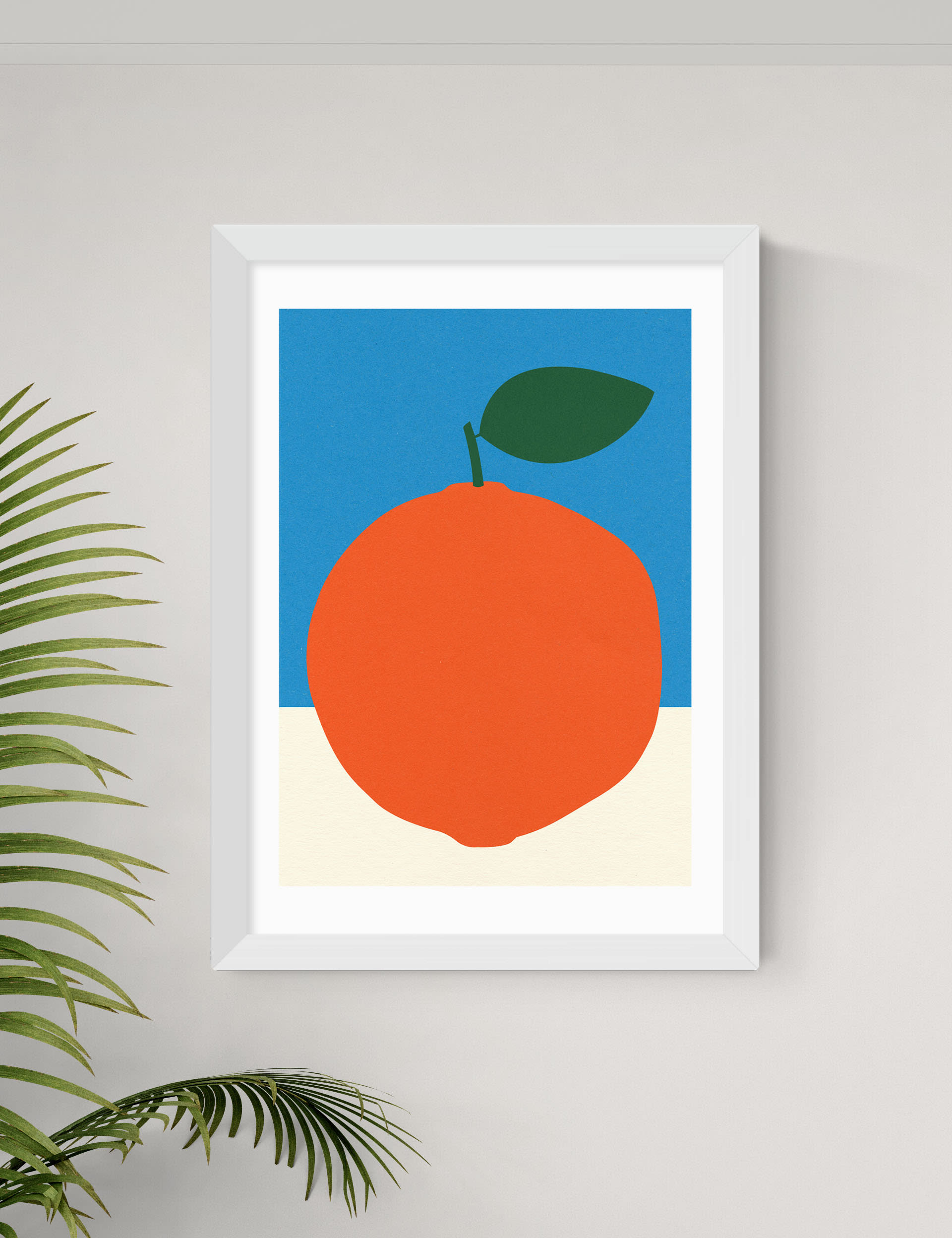 East End Prints orange and blue framed art, imported from the UK