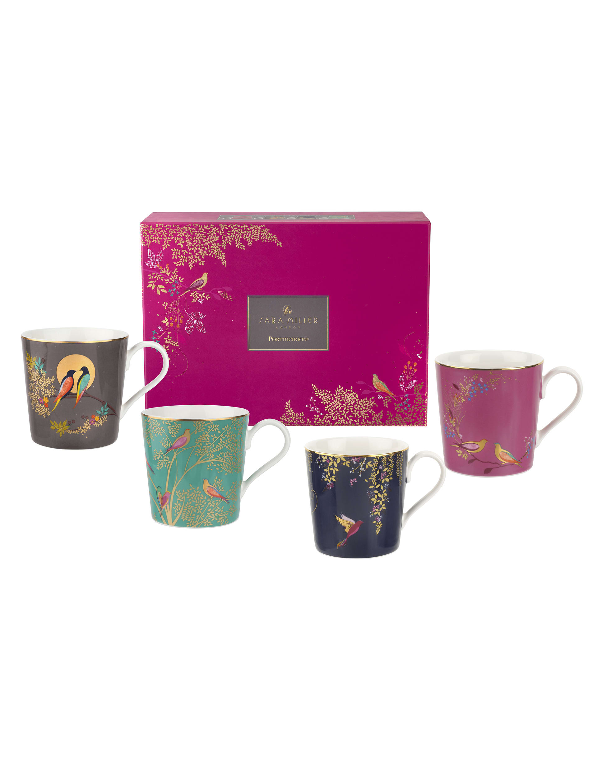 Sara Miller Chelsea fine china mugs set of 4, imported from the UK