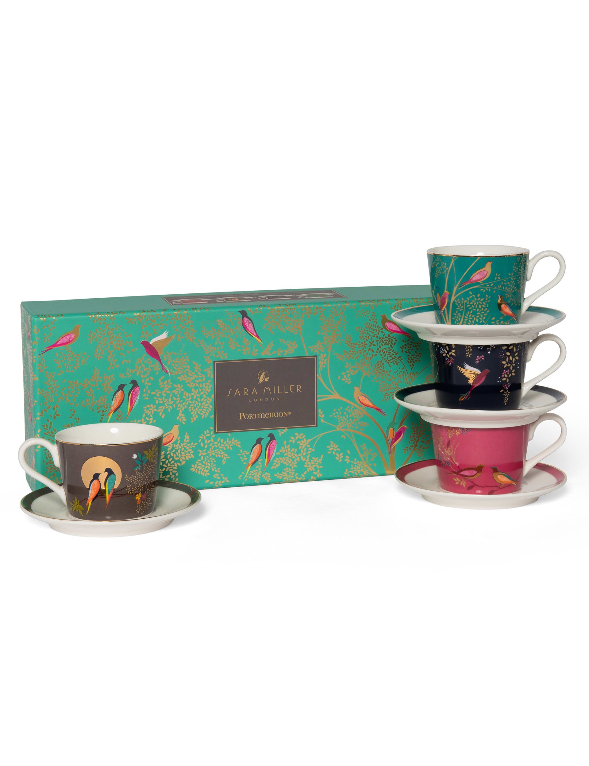 Sara Miller Chelsea espresso cups and saucers set of four (British brand)