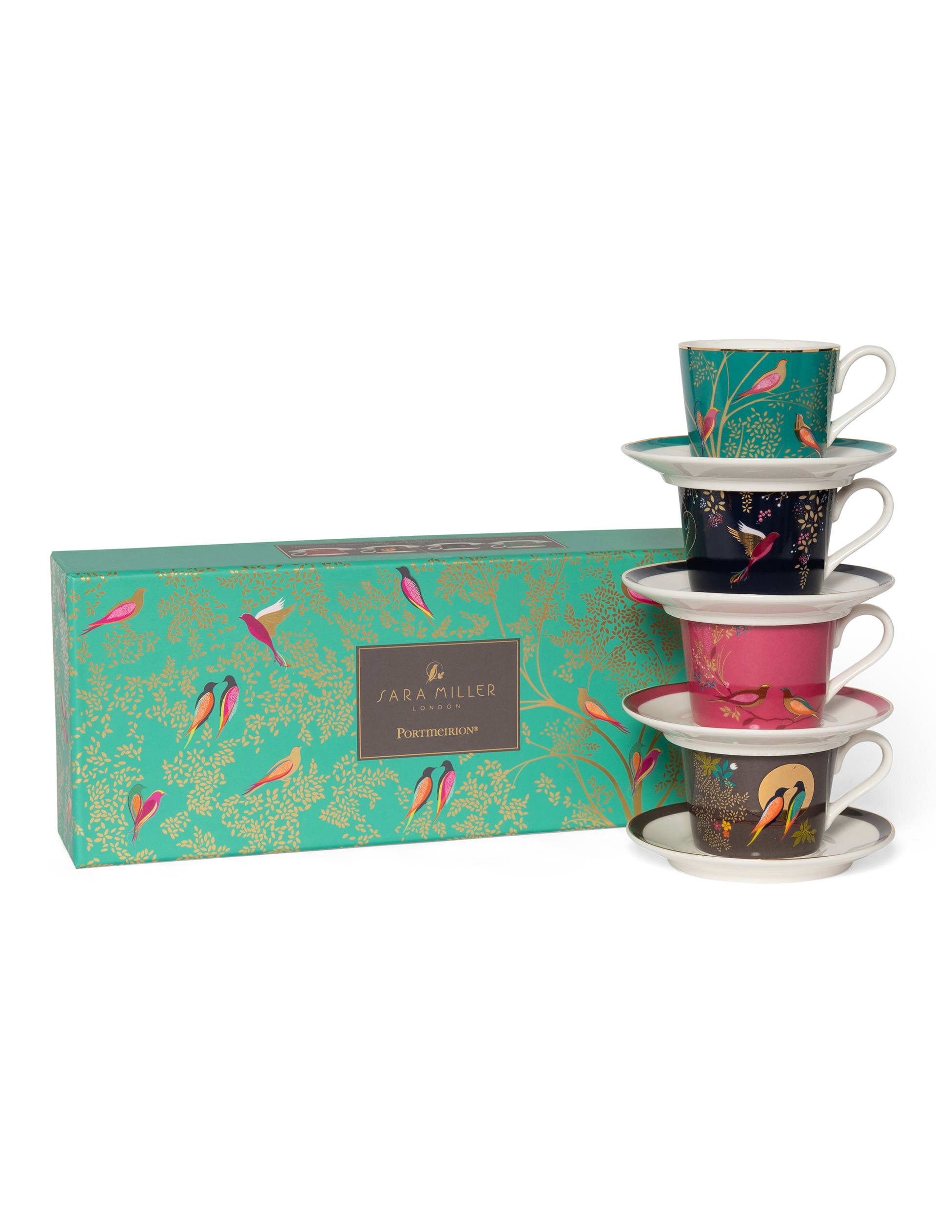 Sara Miller Chelsea espresso cups and saucers set of four (British brand)
