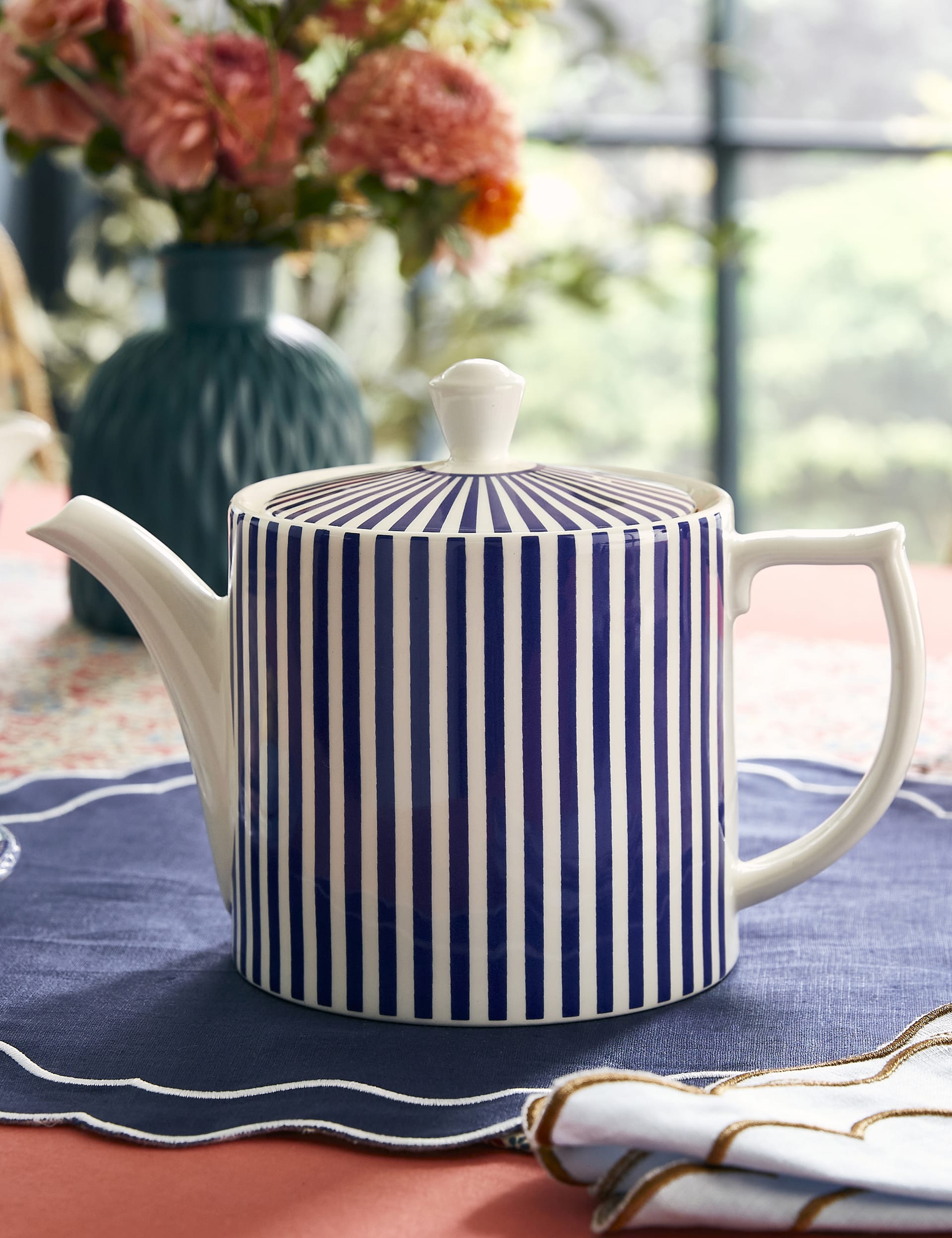 Spode striped stoneware teapot from Steccato range - British product