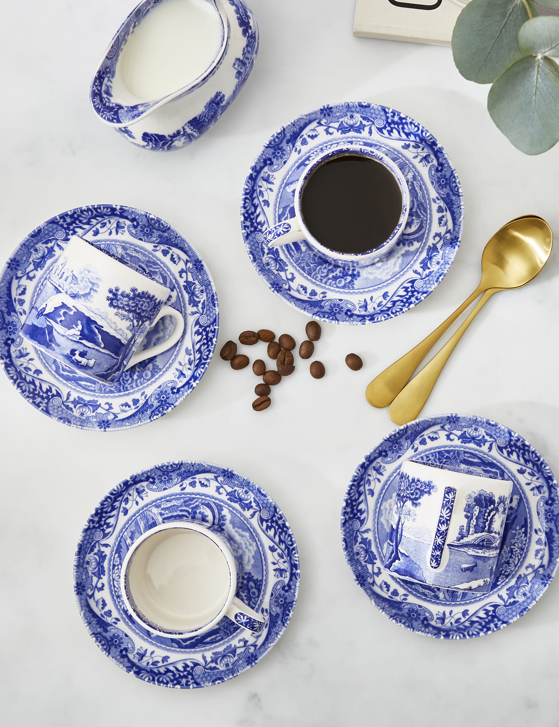 Spode Blue Italian cups and saucers set of 4, imported from the UK