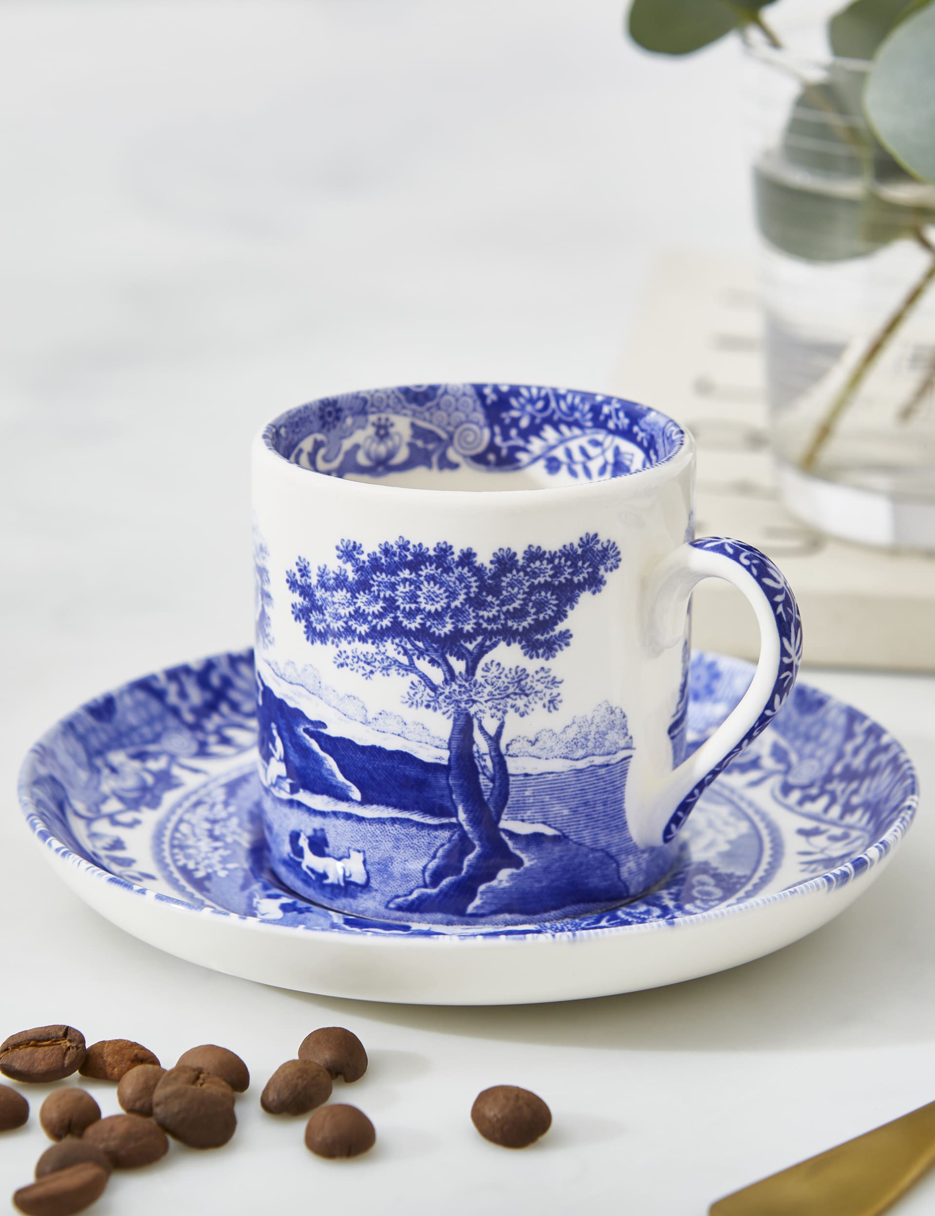 Spode Blue Italian cups and saucers set of 4, imported from the UK