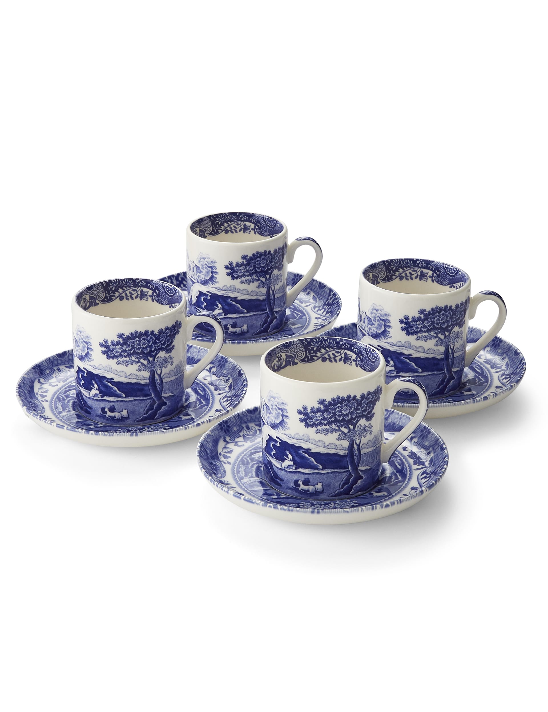 Spode Blue Italian cups and saucers set of 4, imported from the UK
