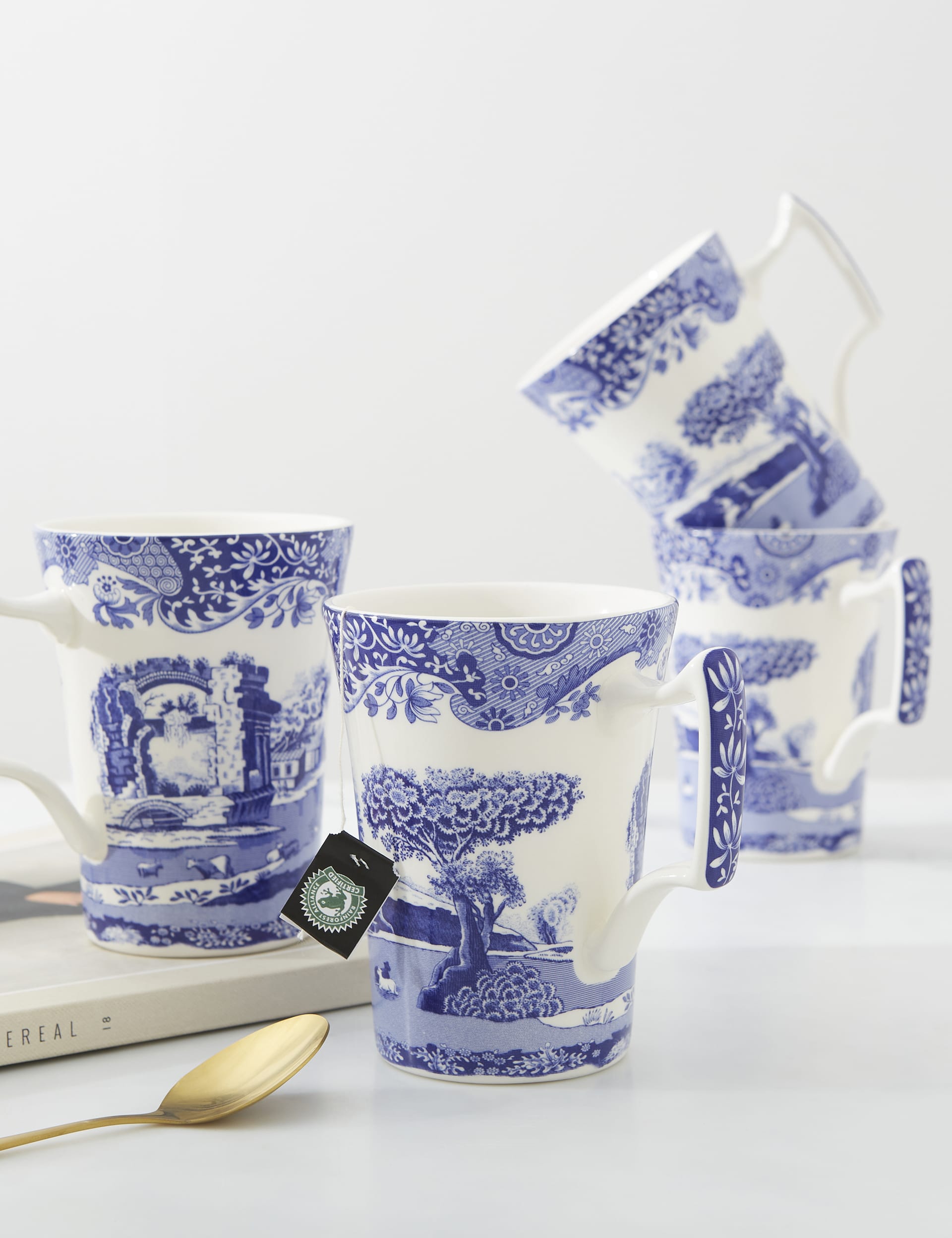 Spode Blue Italian mugs set of 4 stoneware, imported from the UK