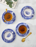 Spode Blue Italian cups and saucers set of 4 (British brand)