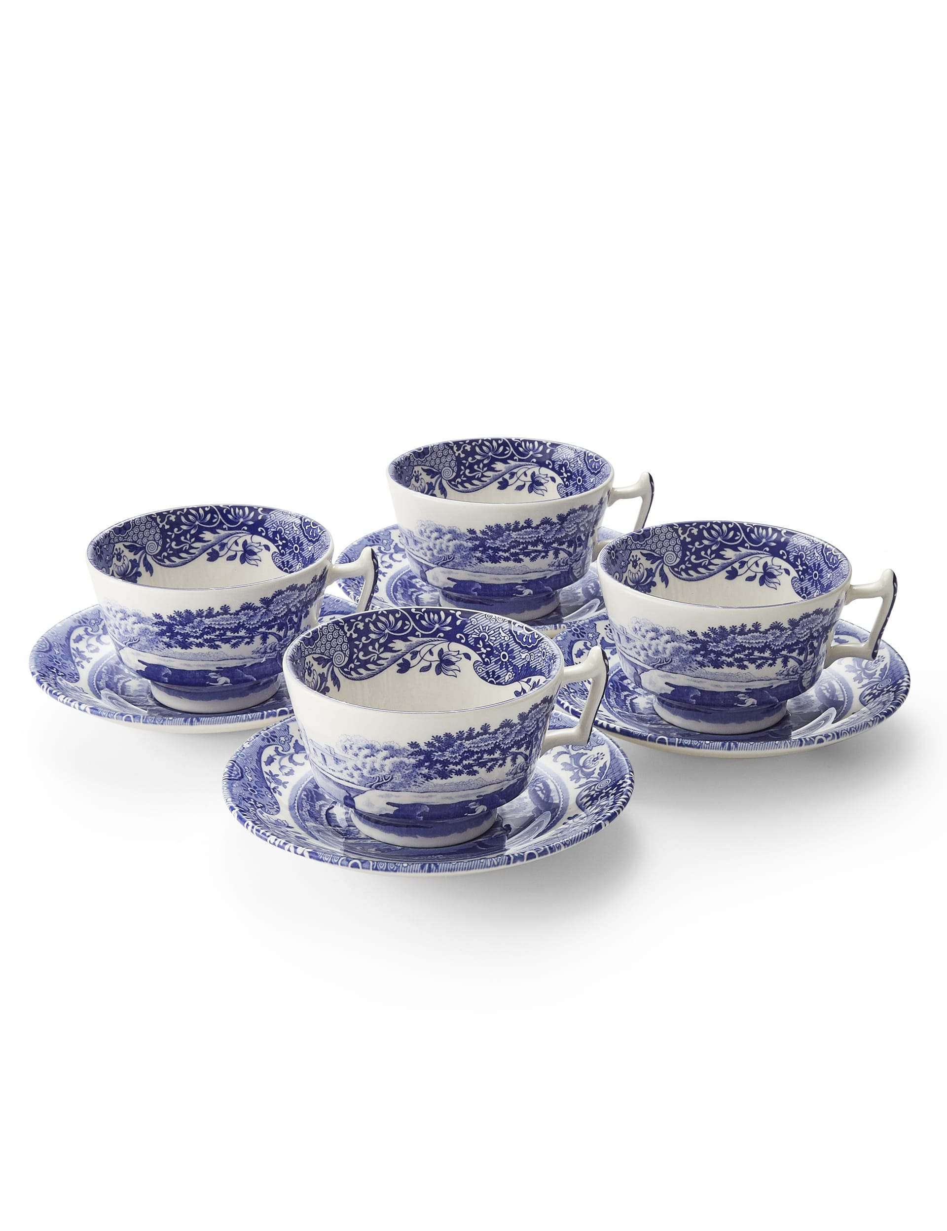 Spode Blue Italian cups and saucers set of 4 (British brand)