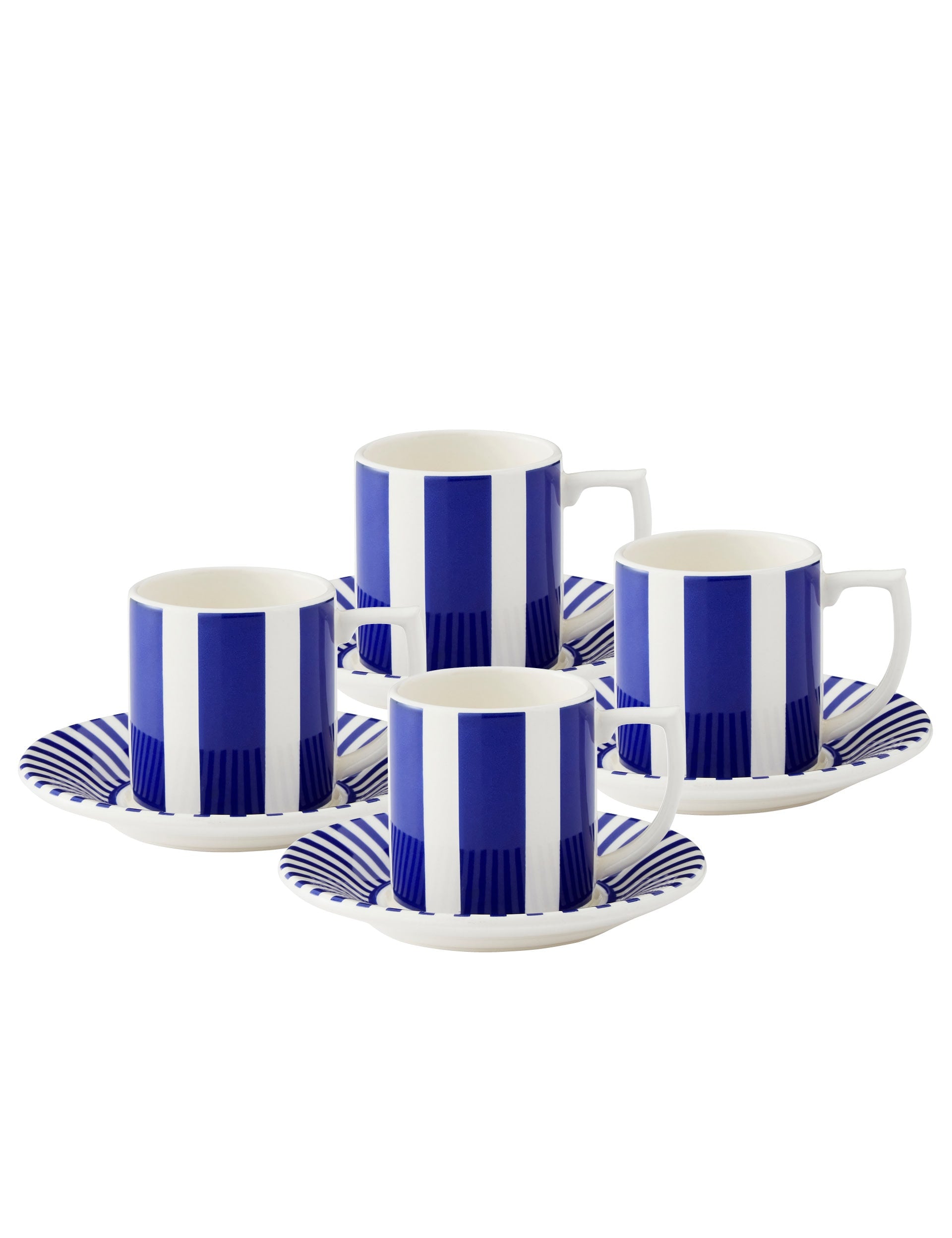 Spode Steccato espresso cup and saucer set of 4 (British brand)