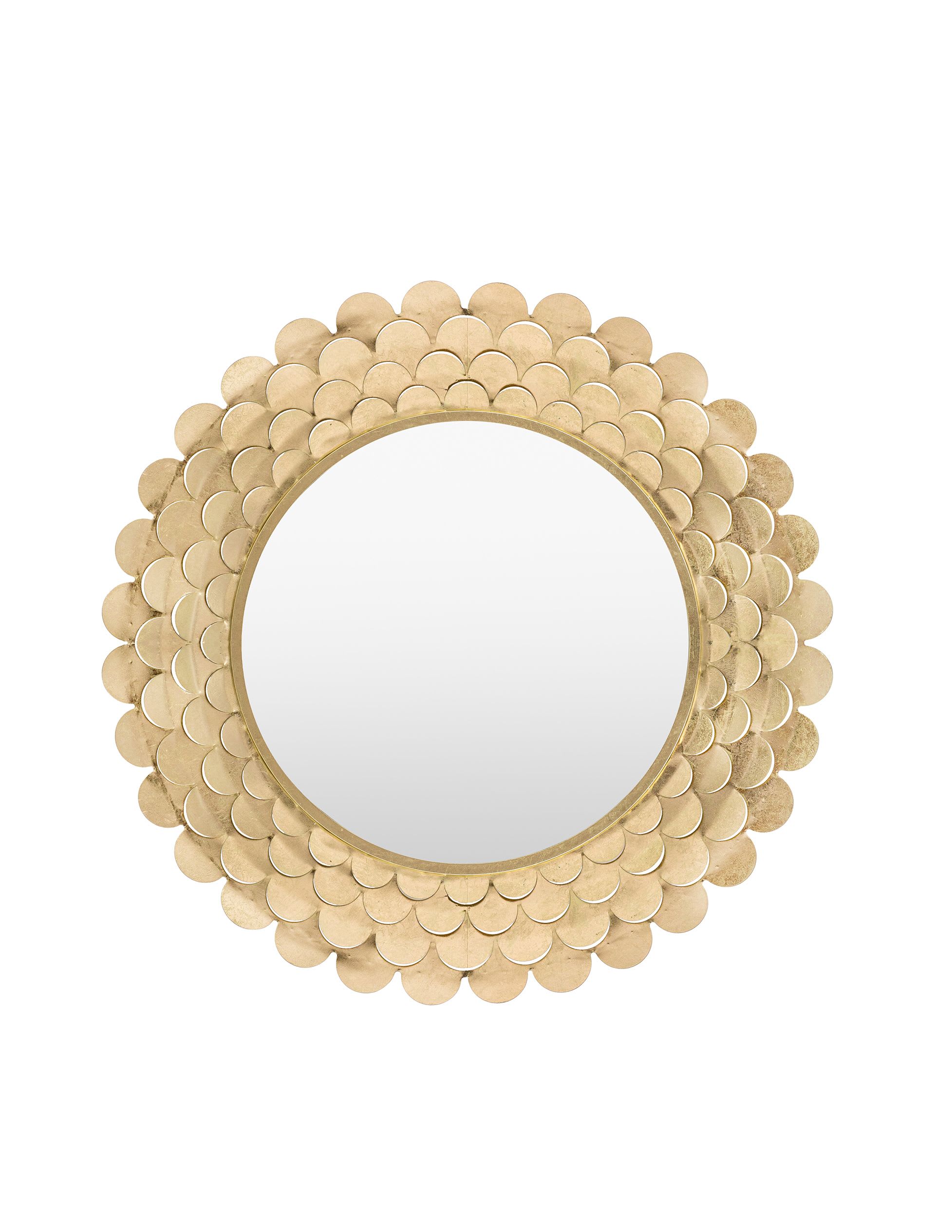 Gallery Direct large round gold-tone scallop wall mirror 91cm - British product