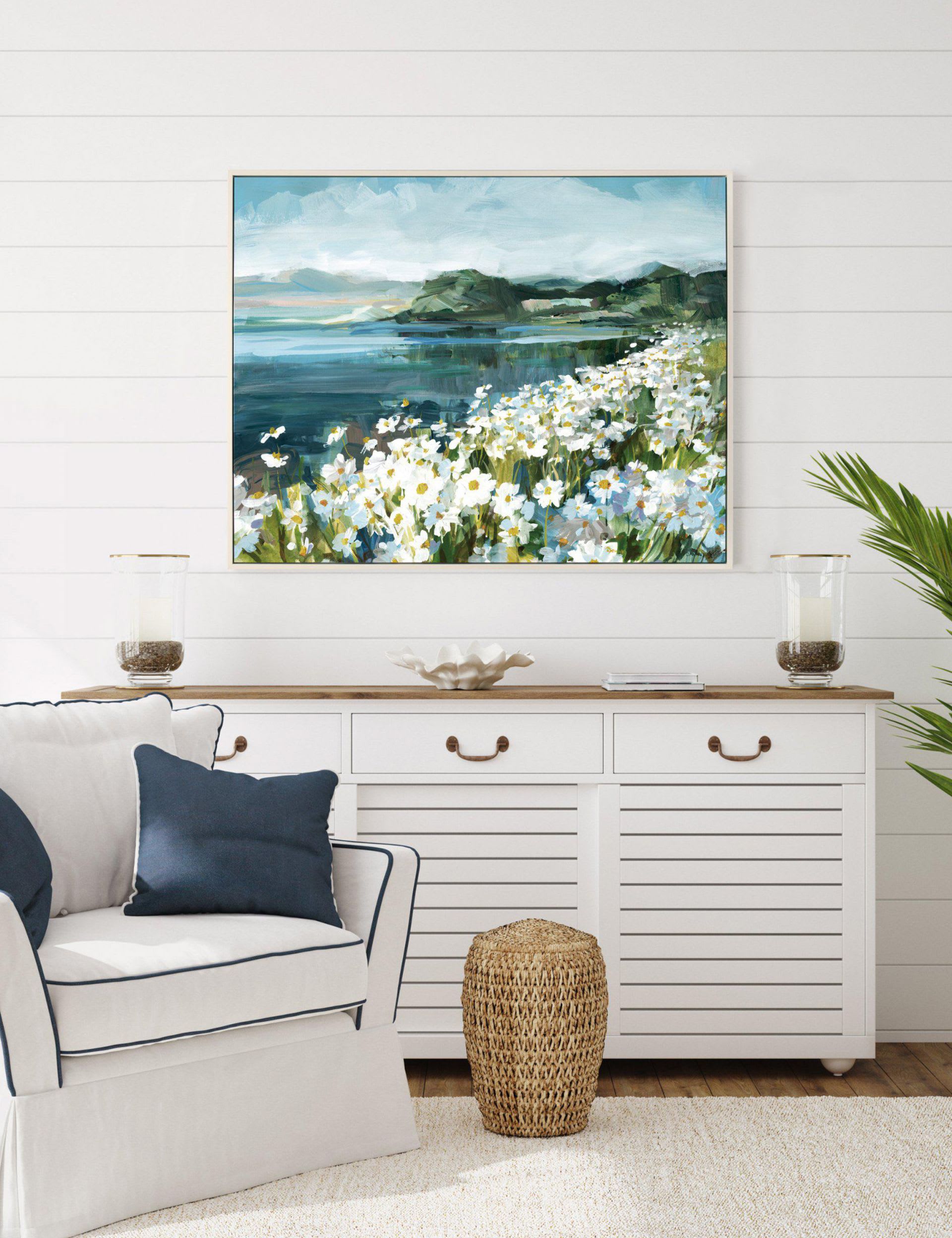 Gallery Direct Wild Daisy Bay framed canvas, imported from the UK