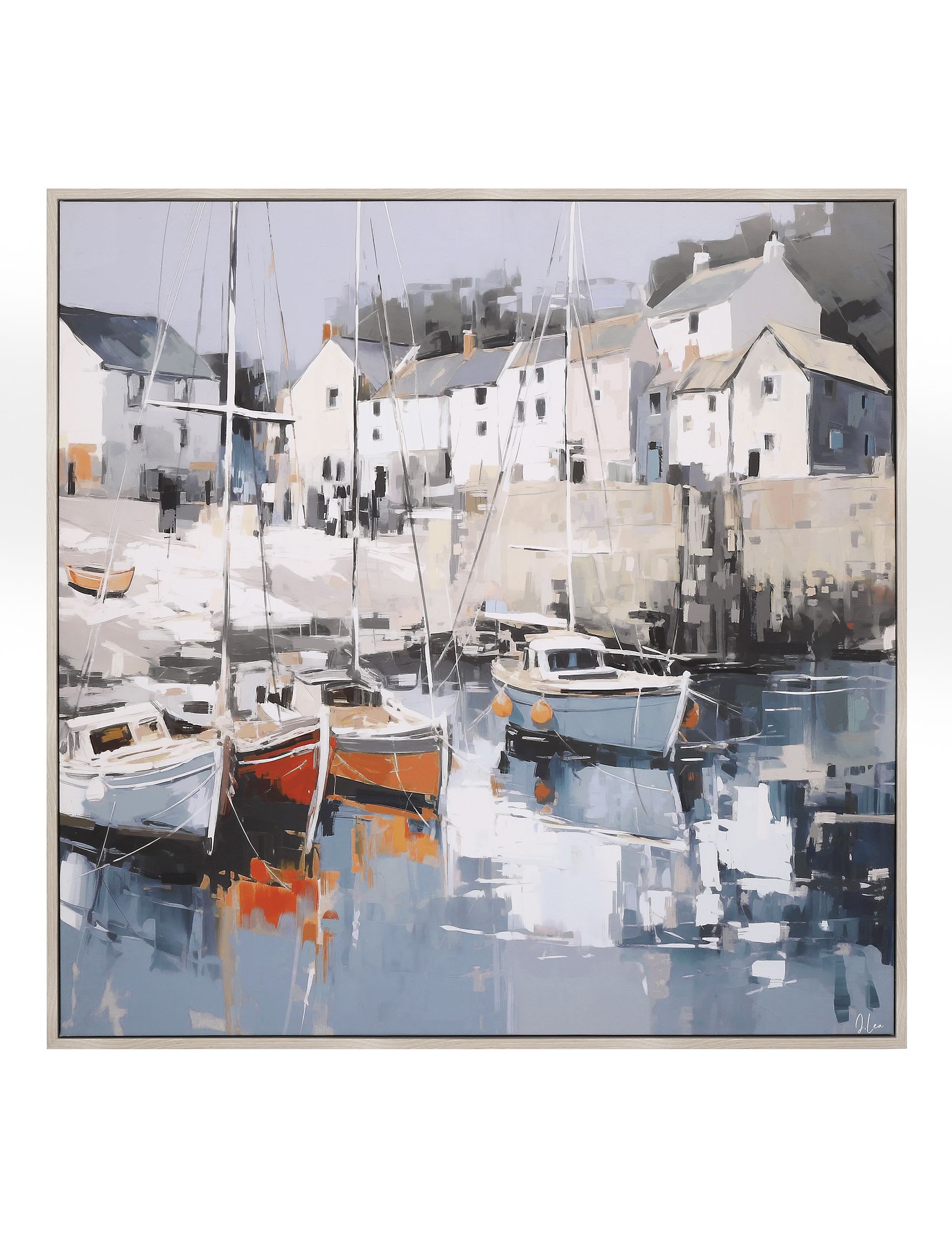 Gallery Direct harbour scene canvas art 80x80cm, imported from the UK