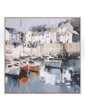 Gallery Direct harbour scene canvas art 80x80cm, imported from the UK