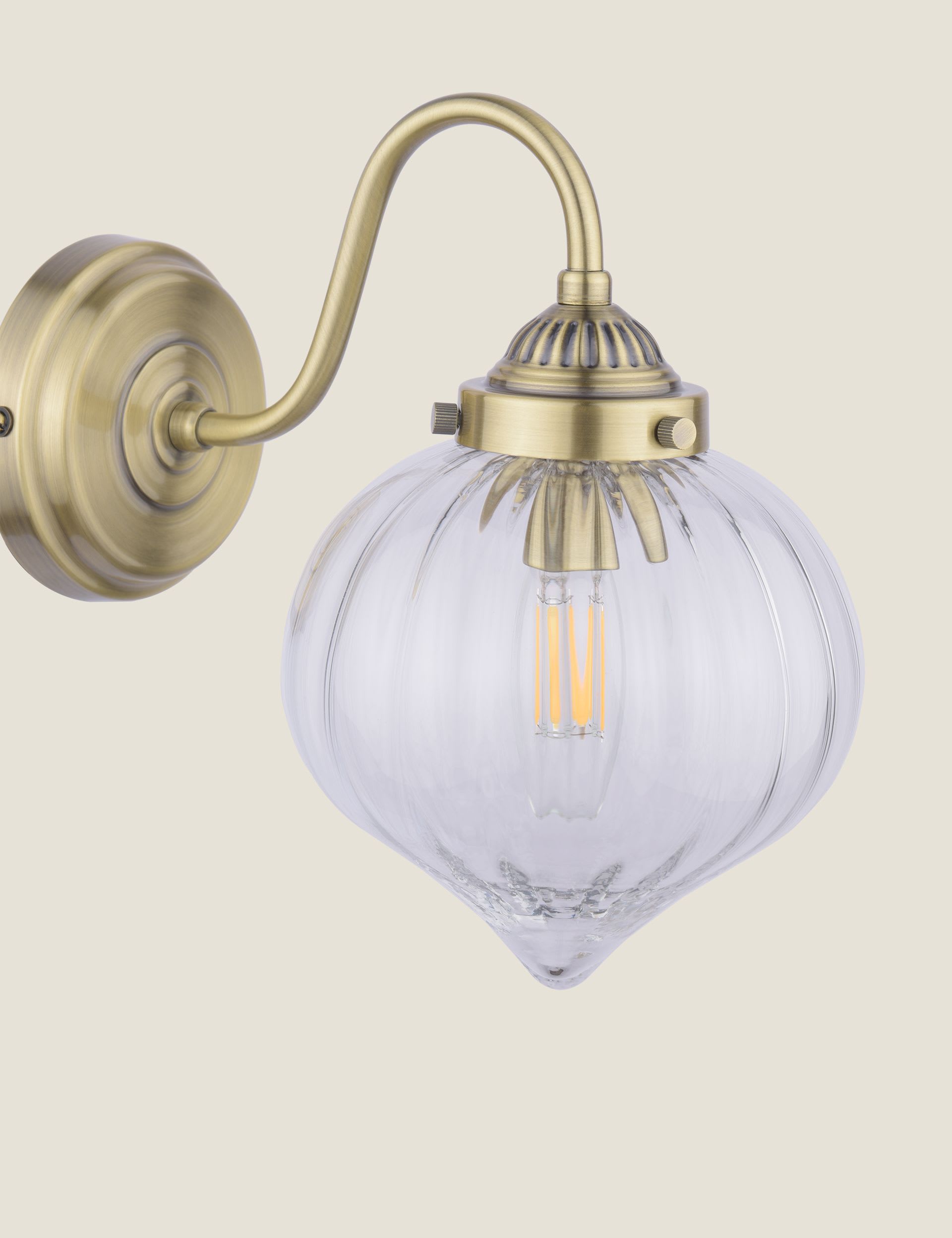 Laura Ashley Whitham fluted glass wall light, UK version
