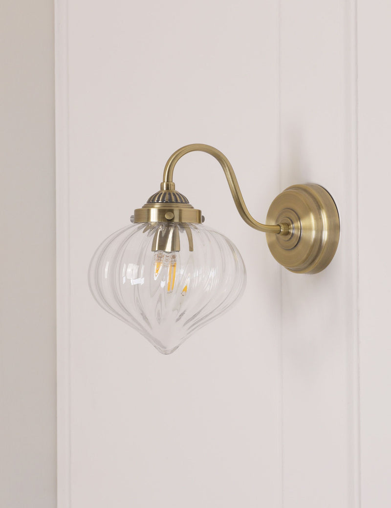 Laura Ashley Whitham fluted glass wall light, UK version