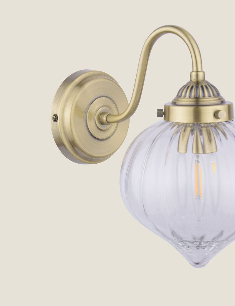 Laura Ashley Whitham fluted glass wall light, UK version