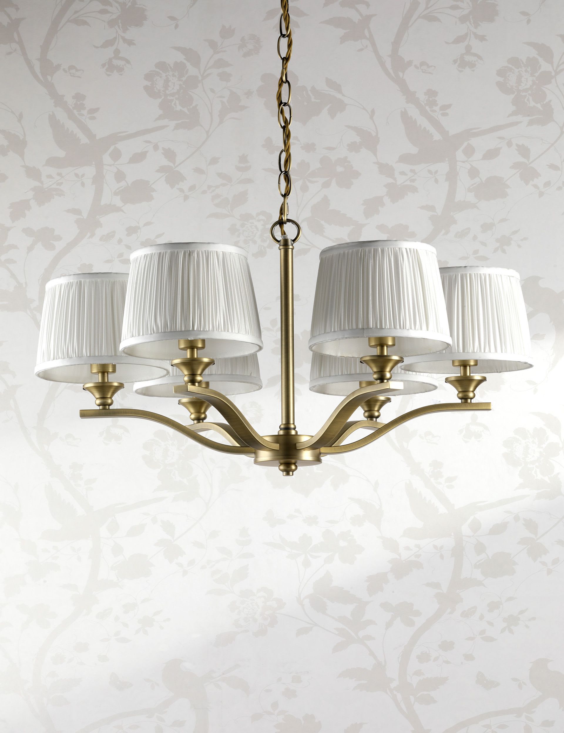Laura Ashley Hemsley 6-light pleated silk chandelier - (British brand)