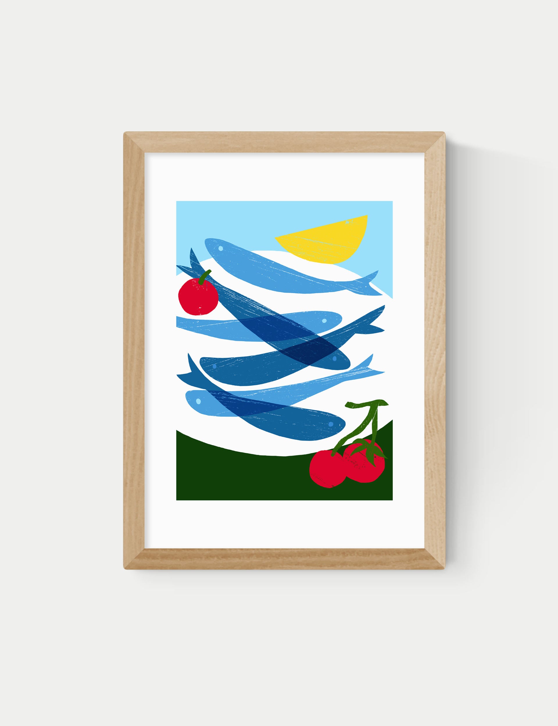 East End Prints sardines framed wall art (British brand)
