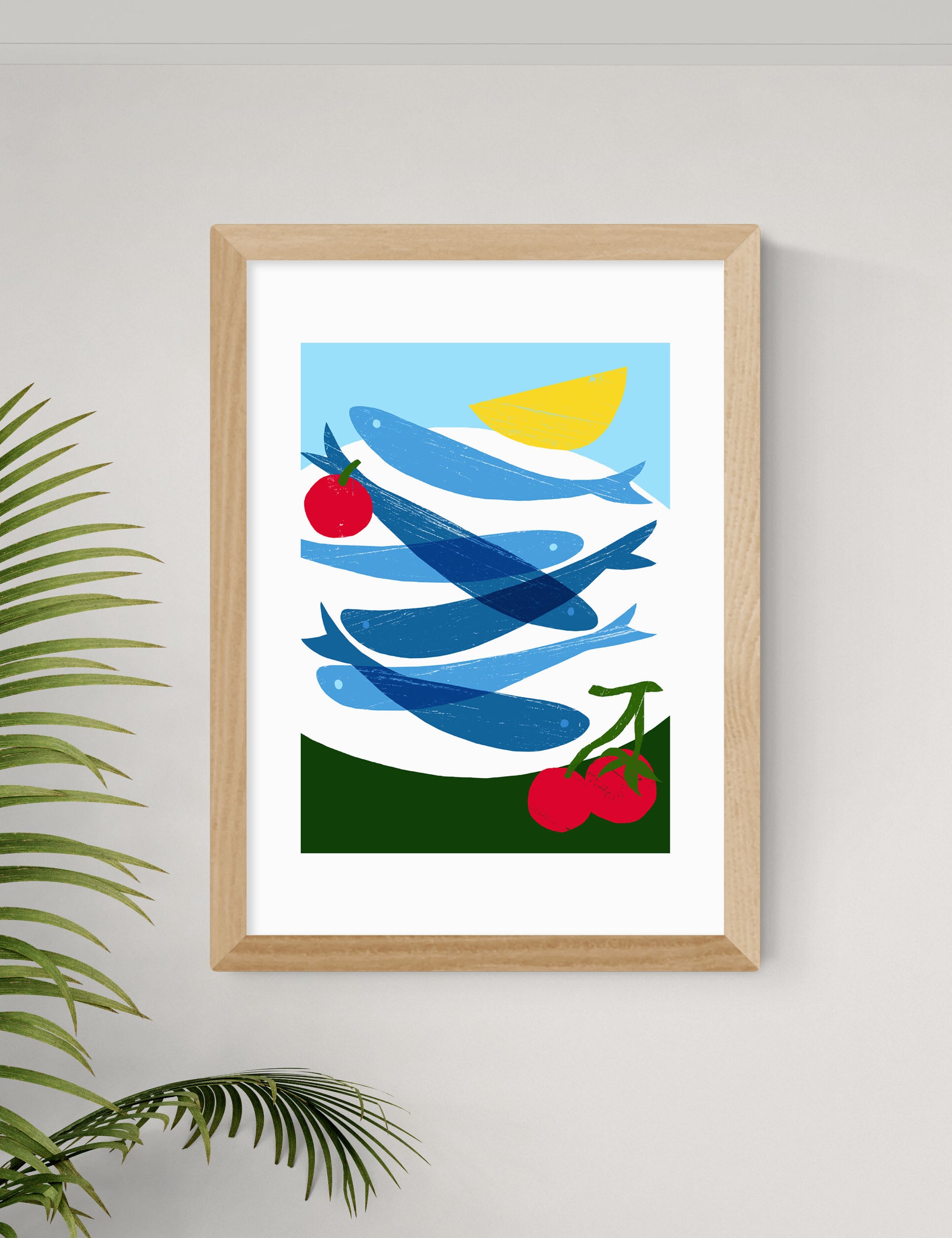 East End Prints sardines framed wall art (British brand)