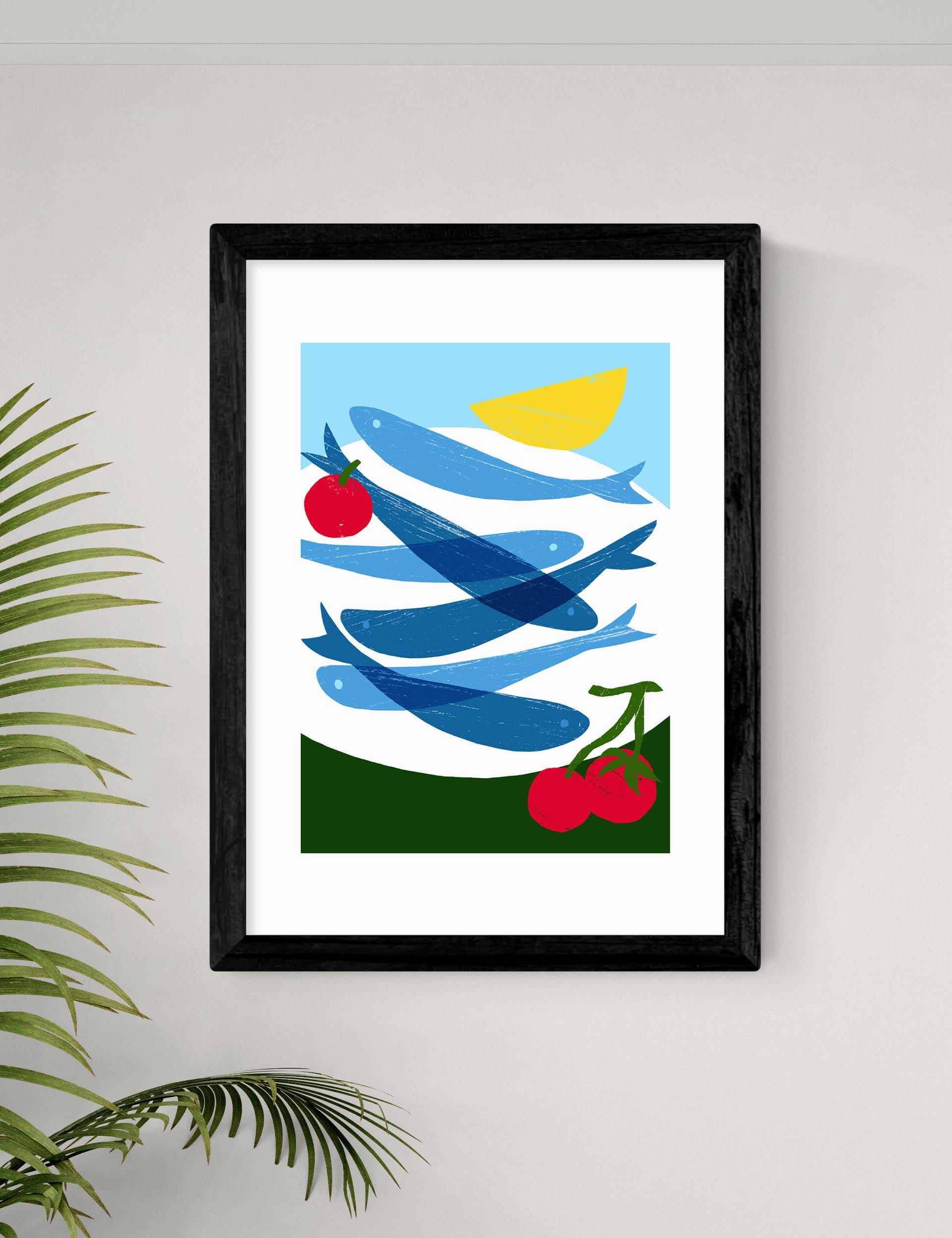 East End Prints sardines framed wall art (British brand)