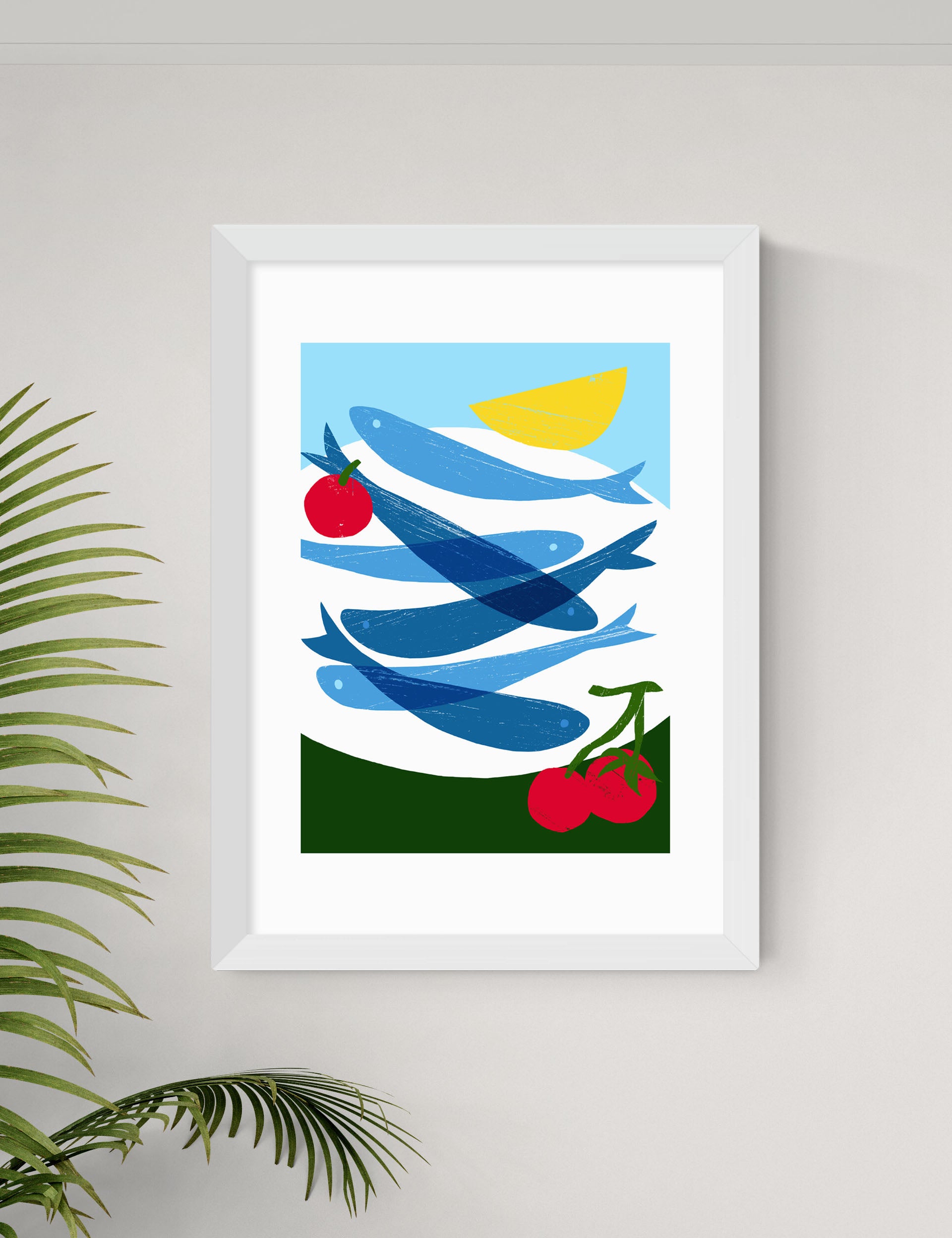 East End Prints sardines framed wall art (British brand)