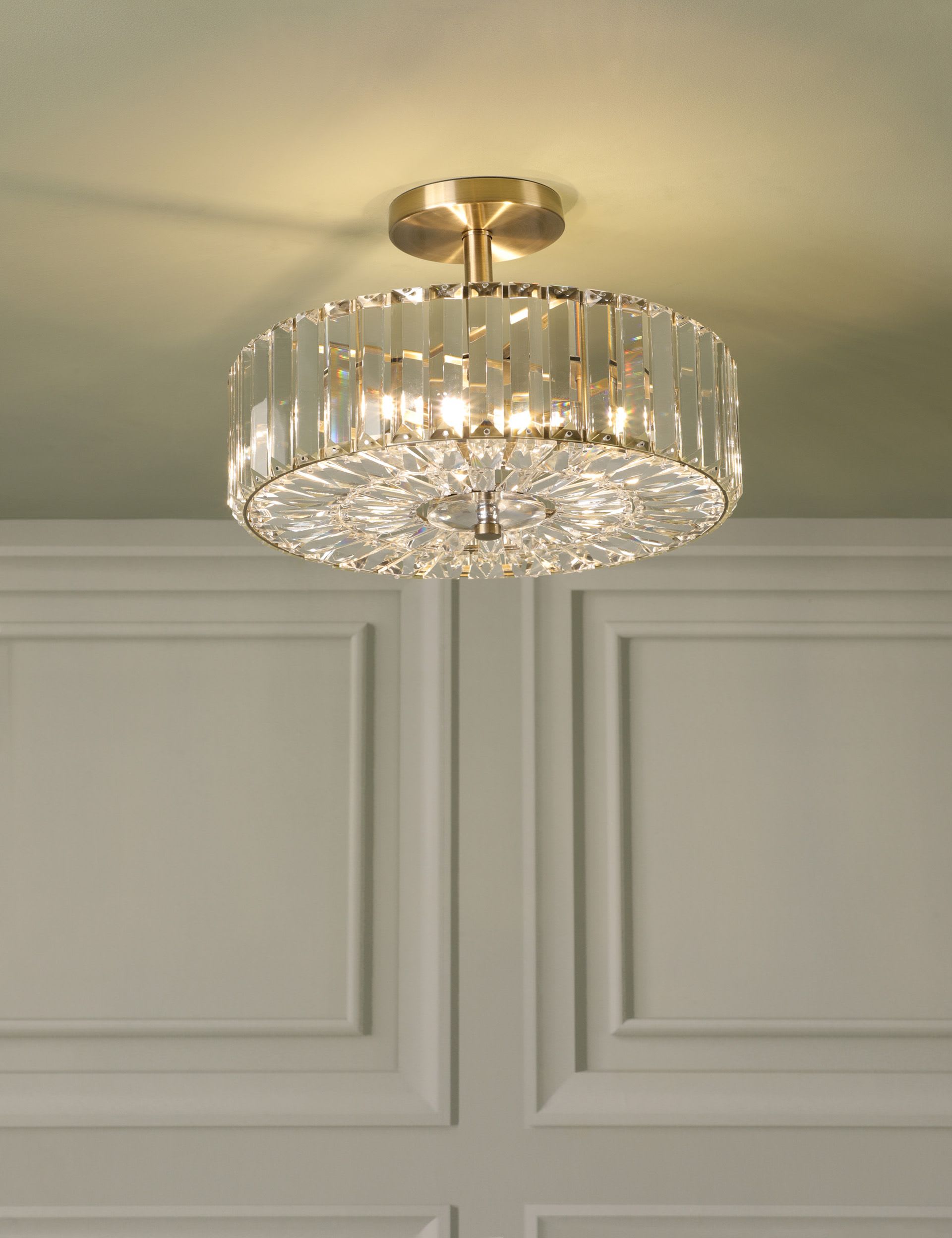 Laura Ashley Fernhurst crystal semi flush ceiling light 34cm, imported from the UK