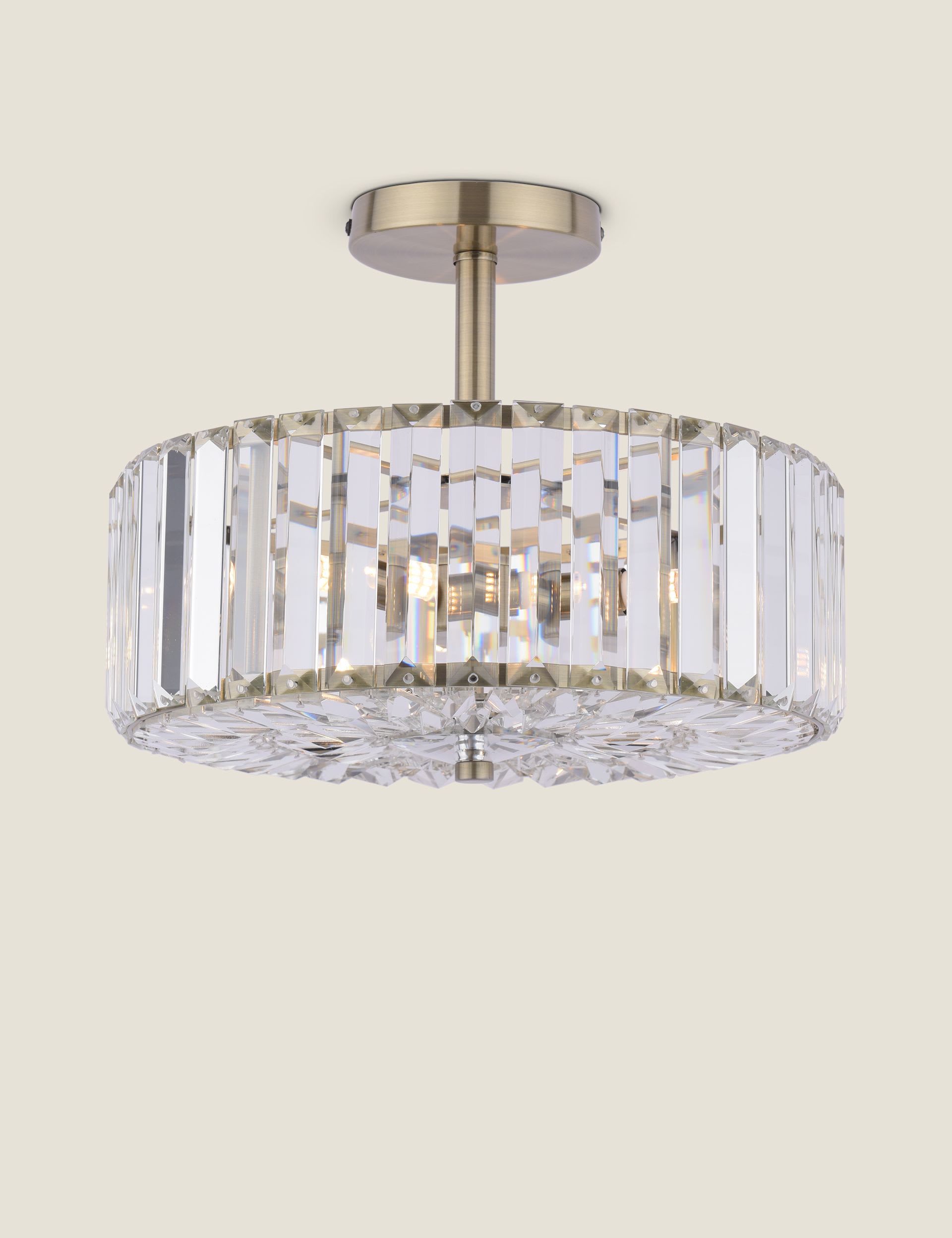 Laura Ashley Fernhurst crystal semi flush ceiling light 34cm, imported from the UK