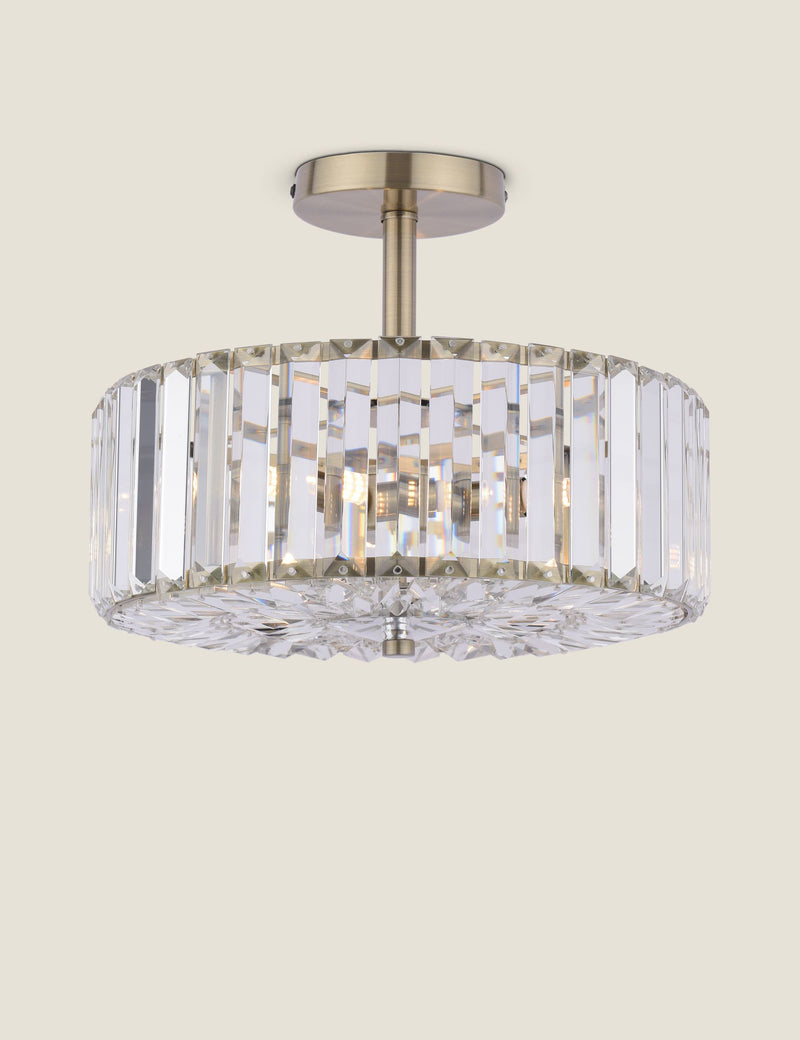 Laura Ashley Fernhurst crystal semi flush ceiling light 34cm, imported from the UK