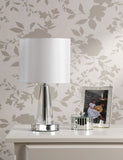 Laura Ashley Blake rechargeable table lamp with chrome base, UK version