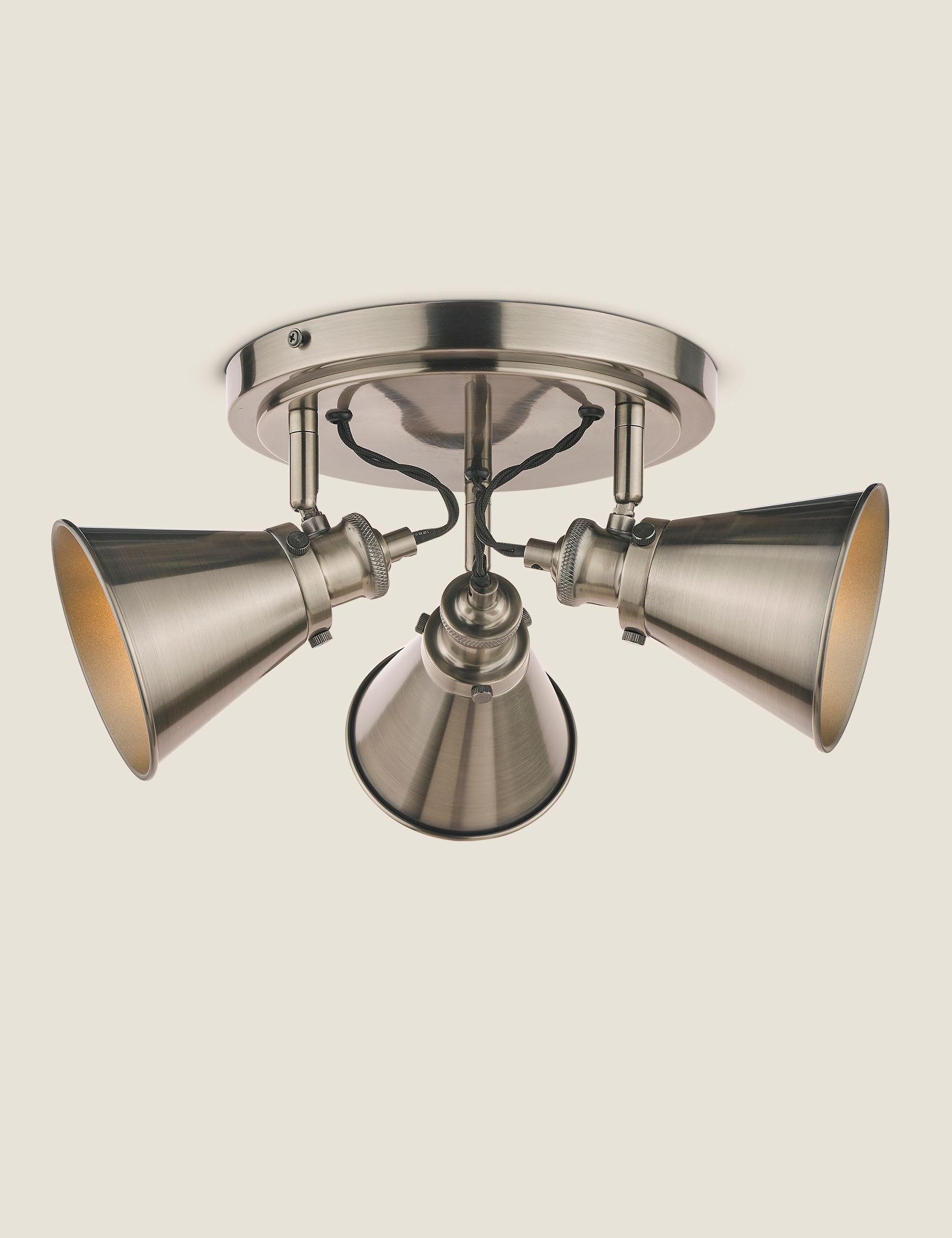 Laura Ashley Rufus 3-light plate ceiling spotlight, imported from the UK