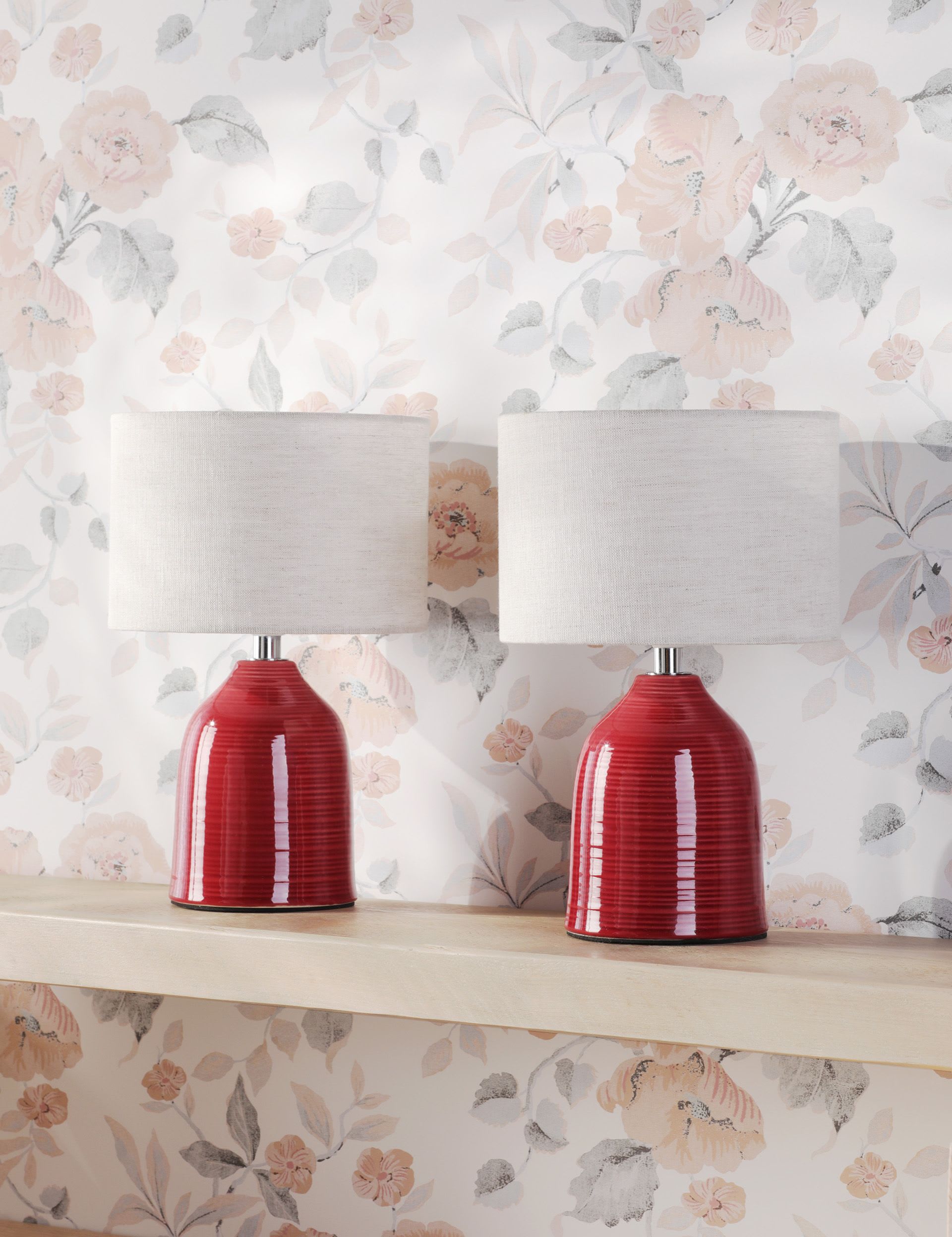 Laura Ashley Penny ceramic ribbed table lamp set (British brand)