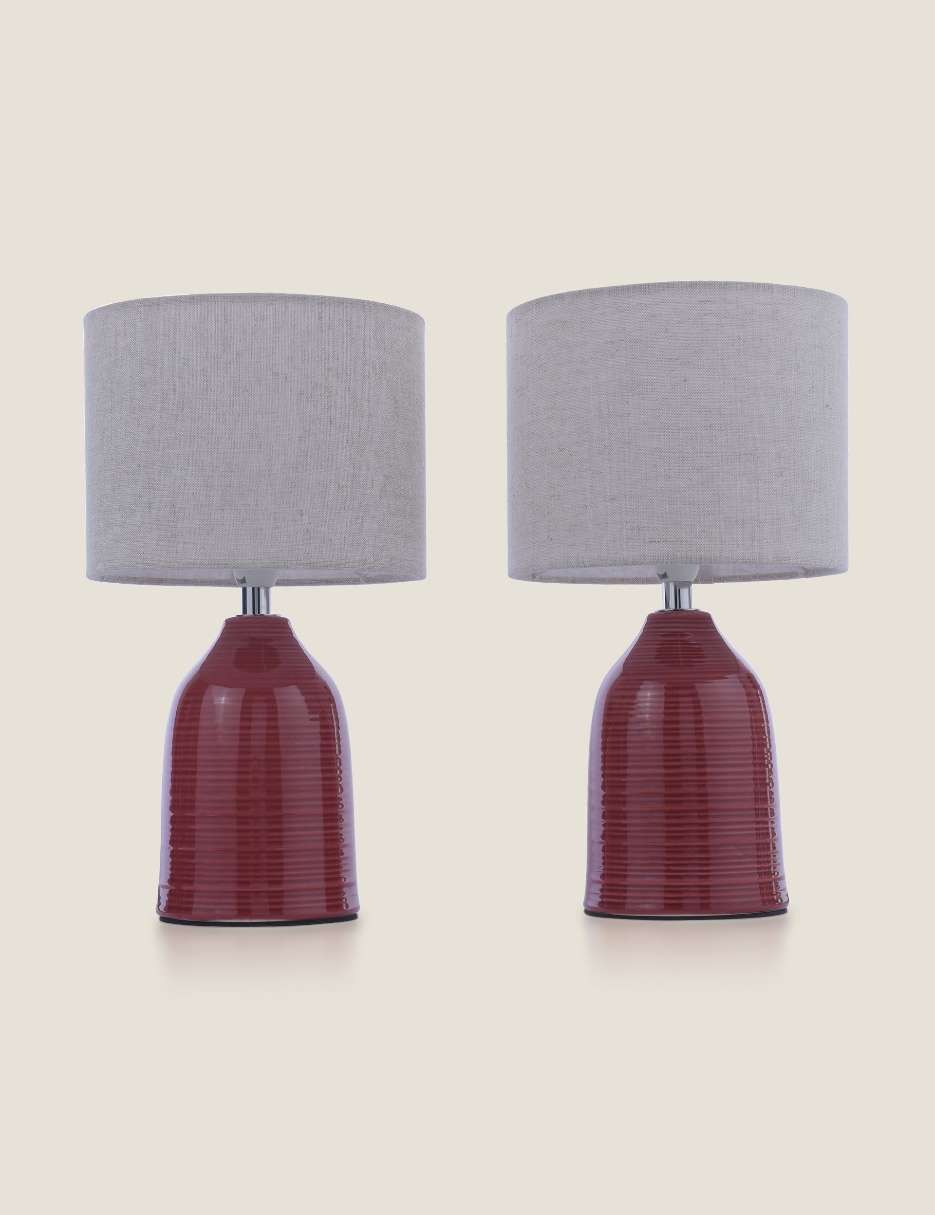 Laura Ashley Penny ceramic ribbed table lamp set (British brand)