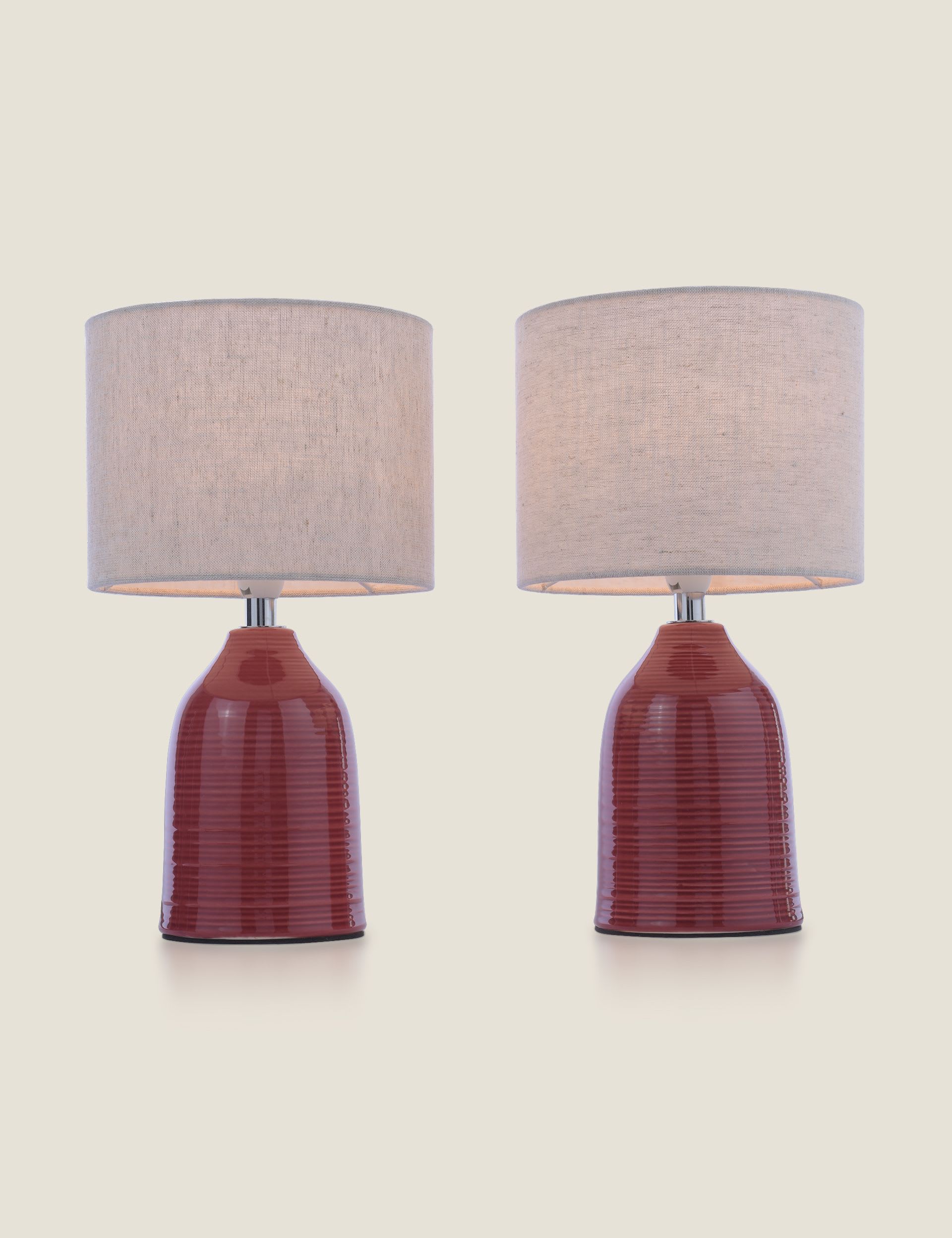 Laura Ashley Penny ceramic ribbed table lamp set (British brand)