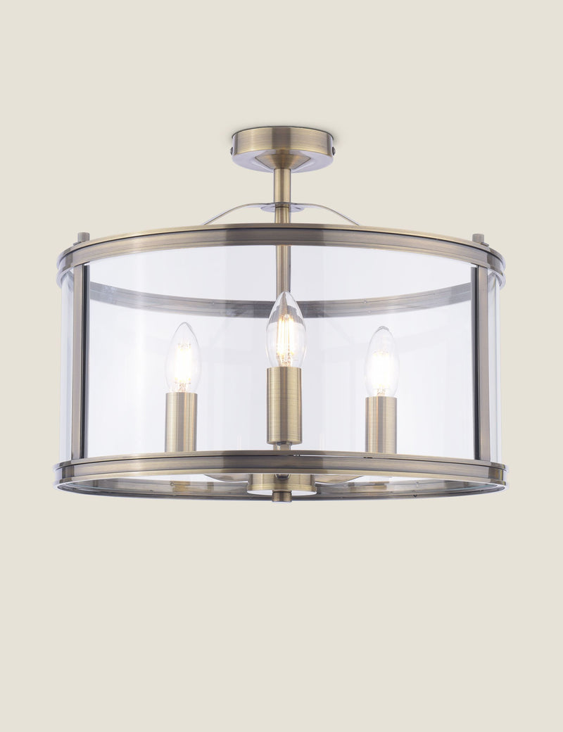 Laura Ashley Harrington 3 Light Semi Flush Ceiling Light, 40 cm