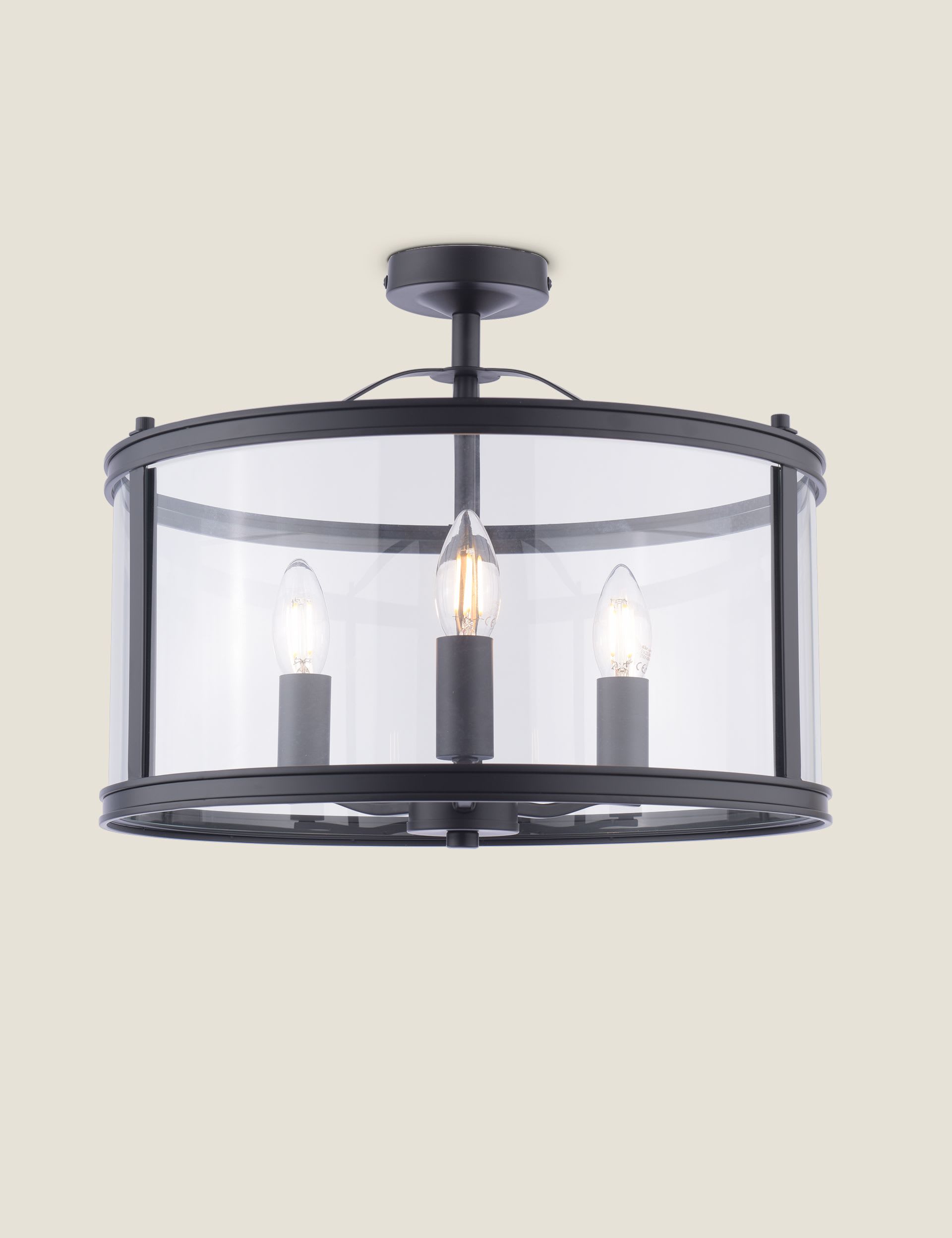 Laura Ashley Harrington 3 Light Semi Flush Ceiling Light