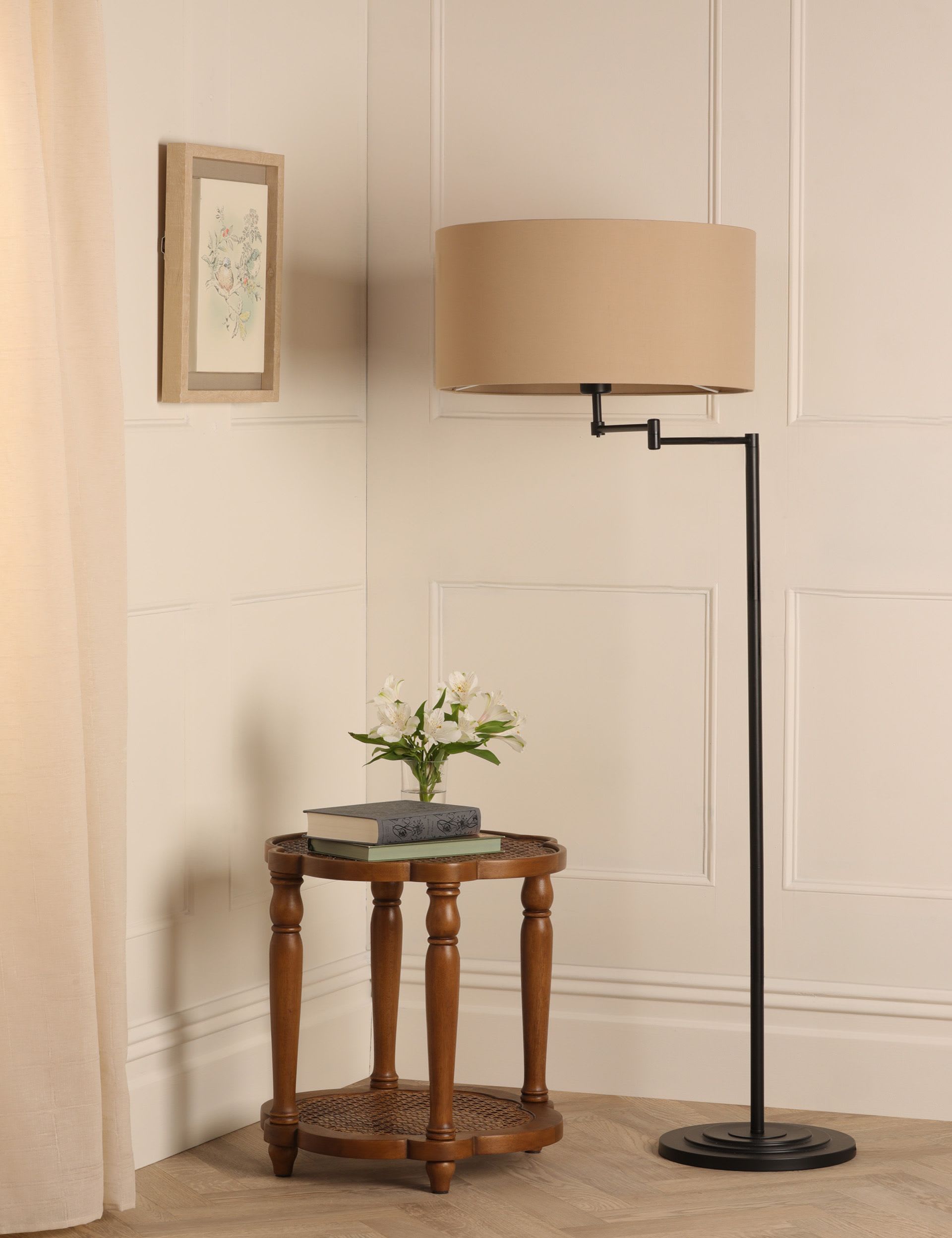 Laura Ashley Marlowe floor lamp polished nickel swing arm (British brand)